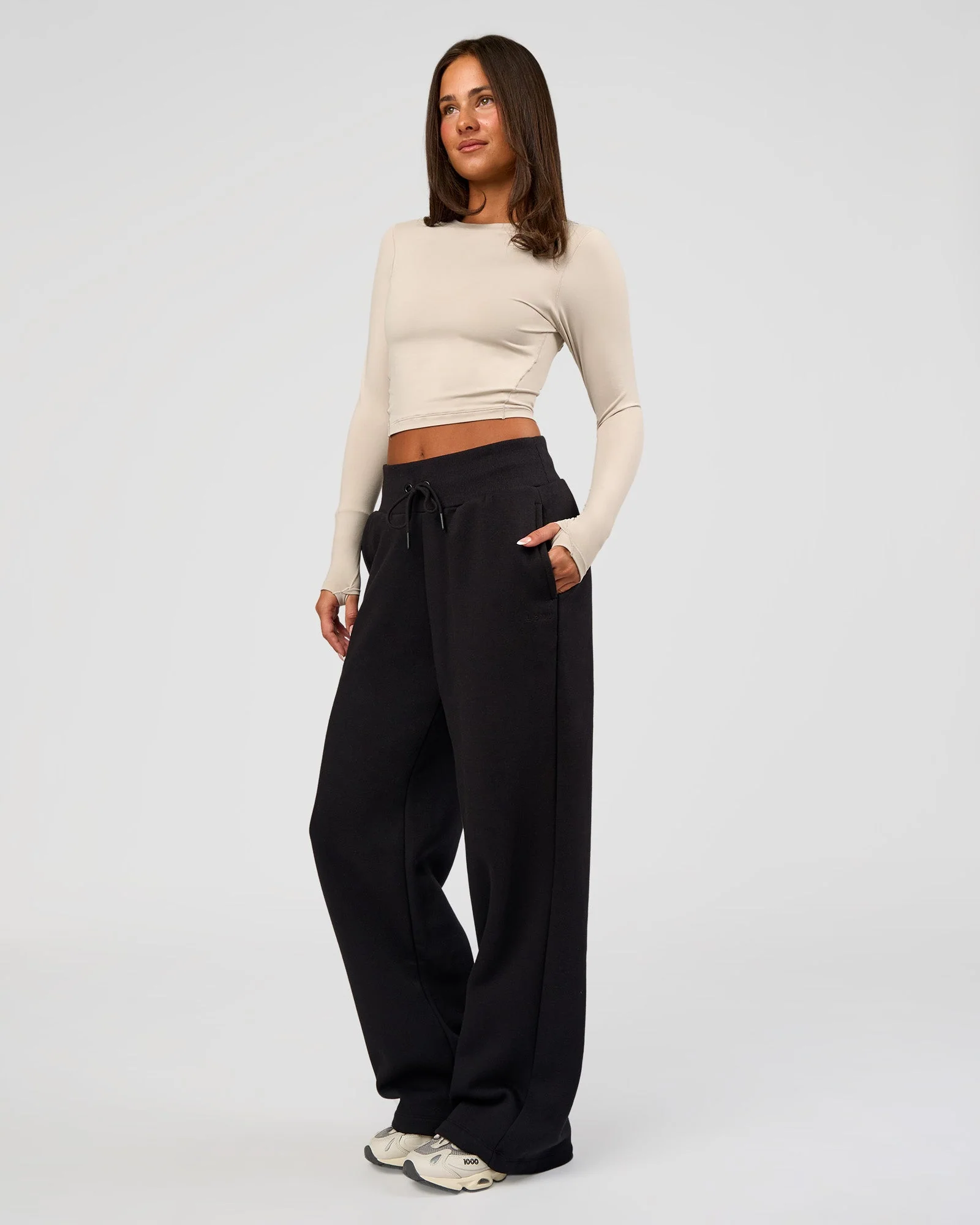 Go-To Wide Leg Track Pant - Black - Image 7