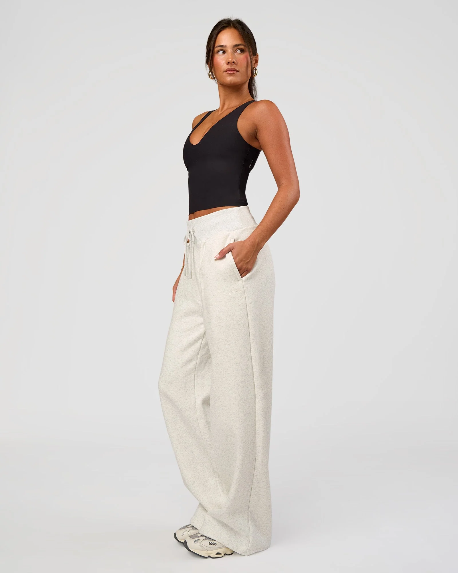 Go-To Wide Leg Track Pant - Silver Marl - Image 10