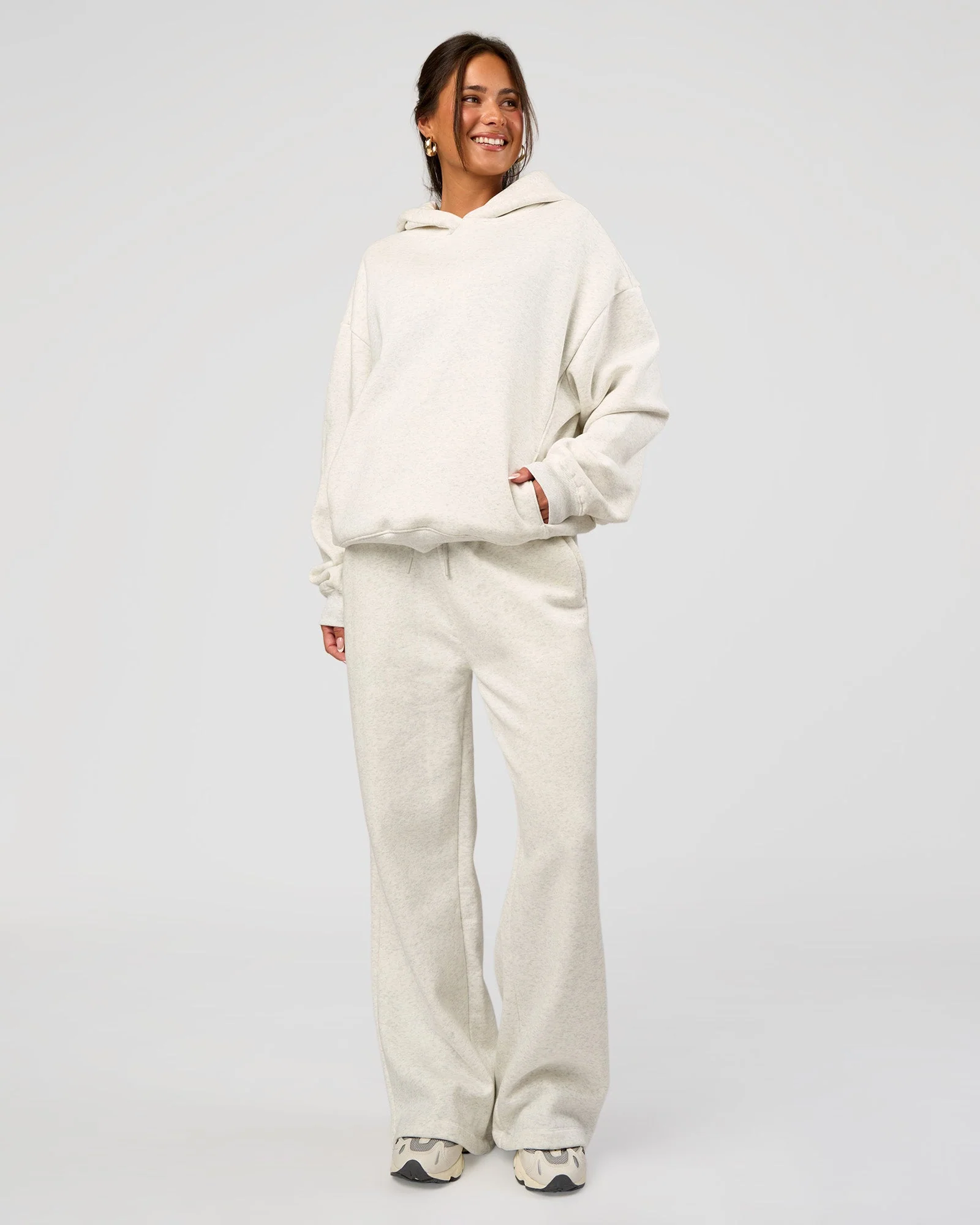Go-To Wide Leg Track Pant - Silver Marl - Image 8