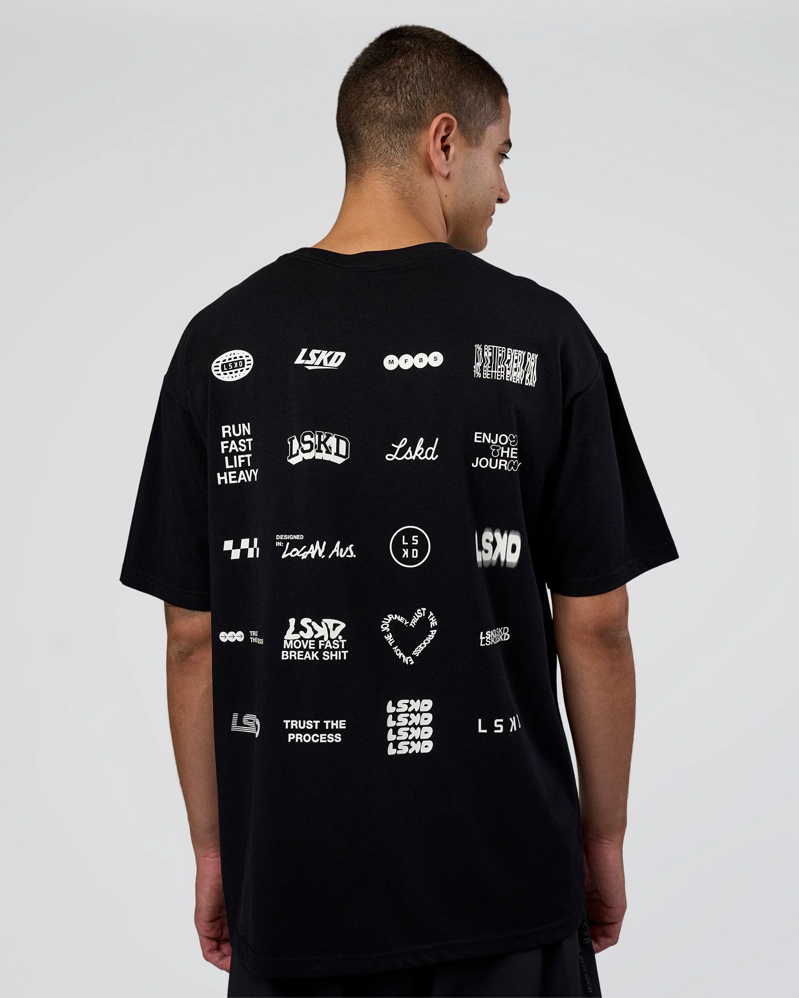 Grid FLXCotton Oversized Tee - Black-White