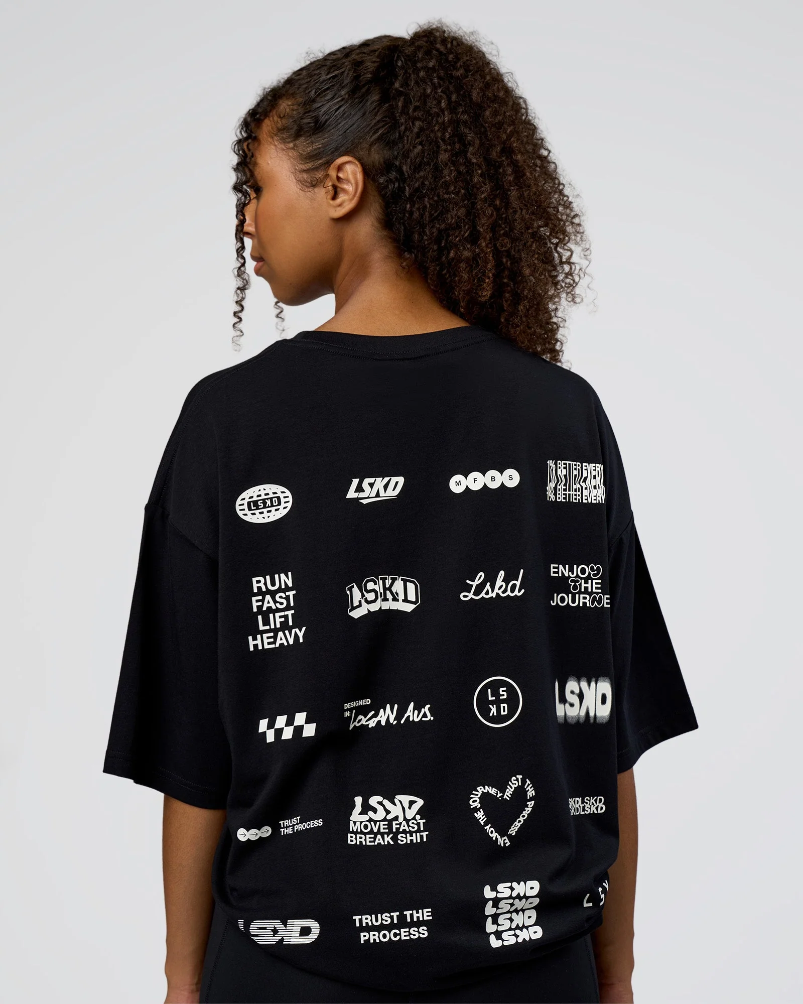 Grid FLXCotton Oversized Tee - Black-White - Image 3
