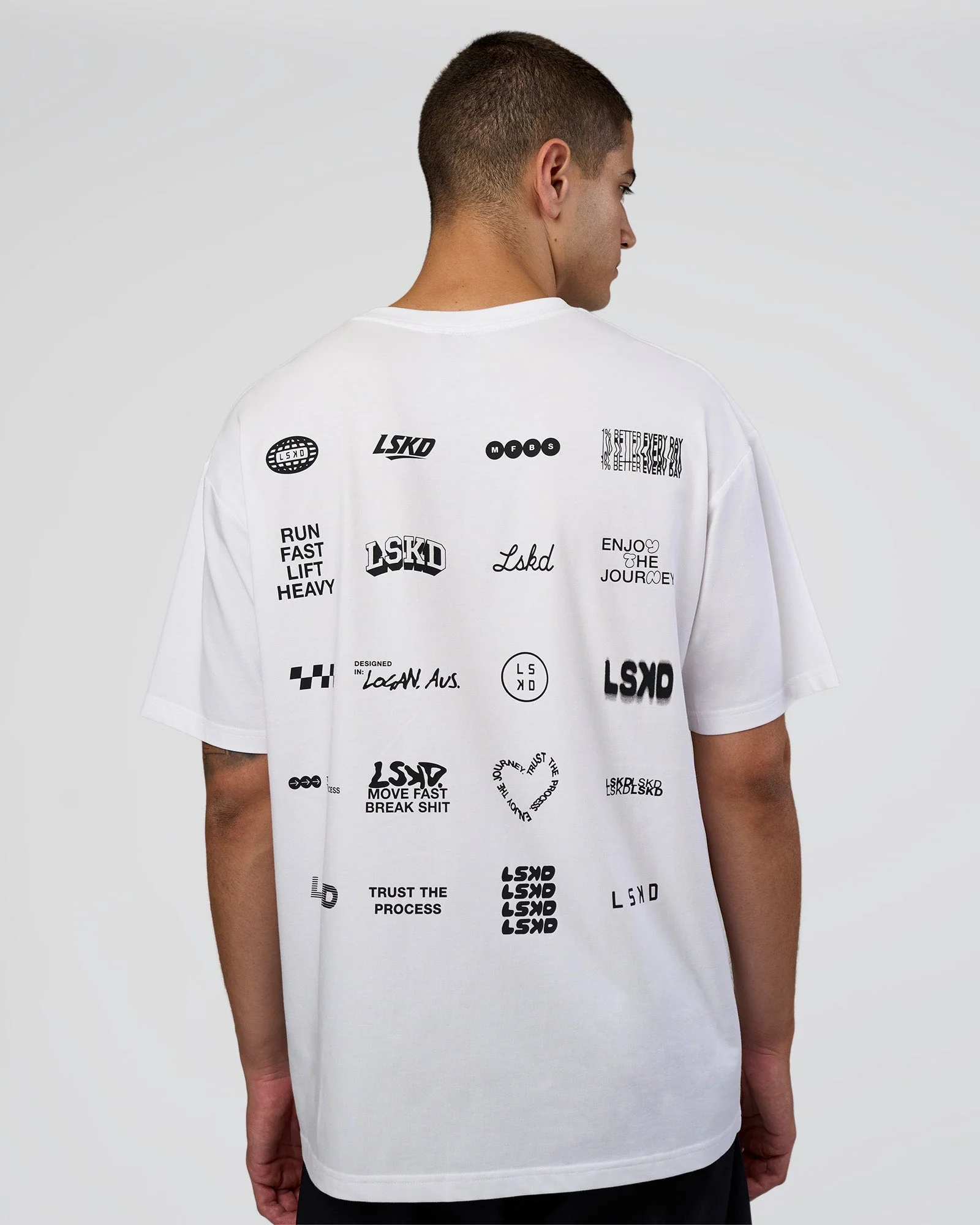 Grid FLXCotton Oversized Tee - White-Black