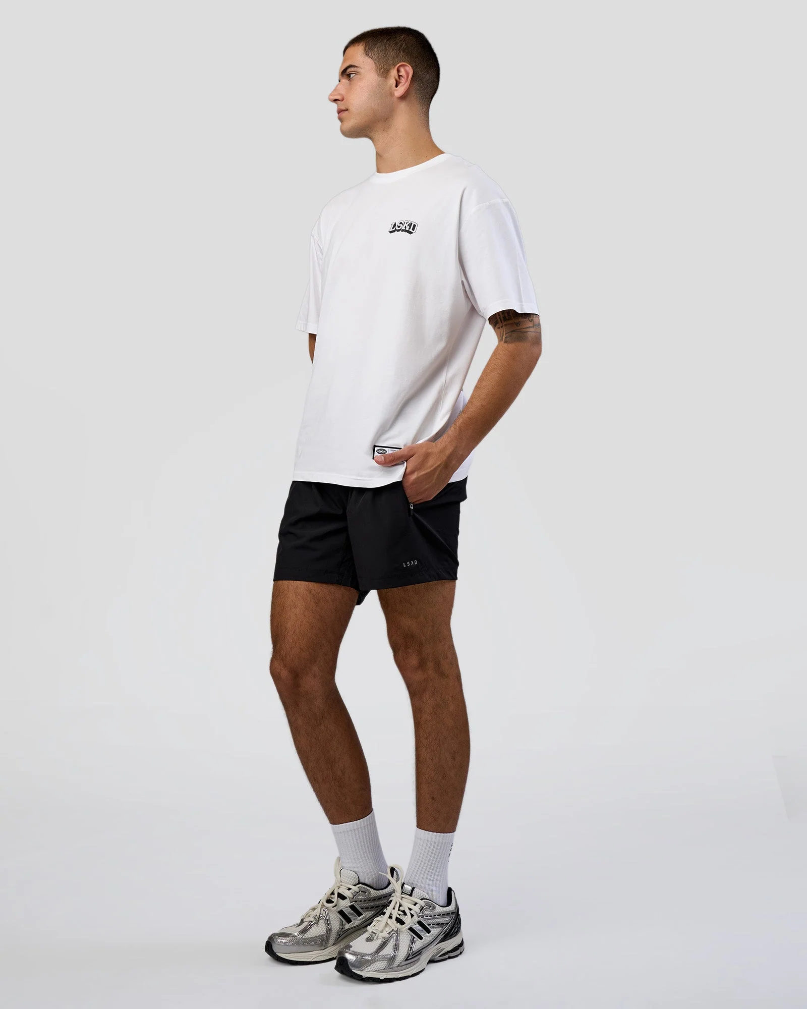 Grid FLXCotton Oversized Tee - White-Black - Image 2