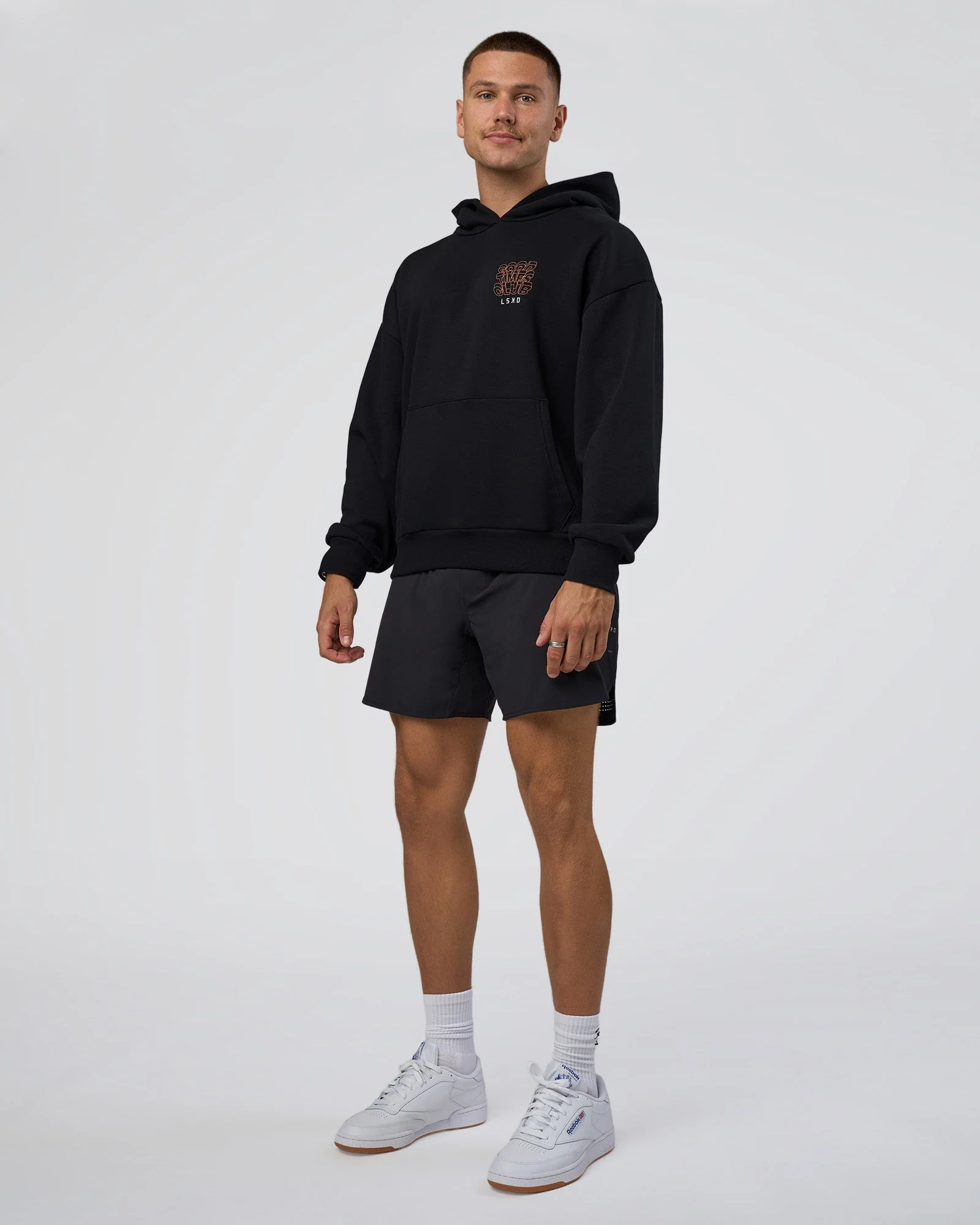 GTC CVC Fleece Unisex Oversized Hoodie - Black-Cantaloupe - Image 5