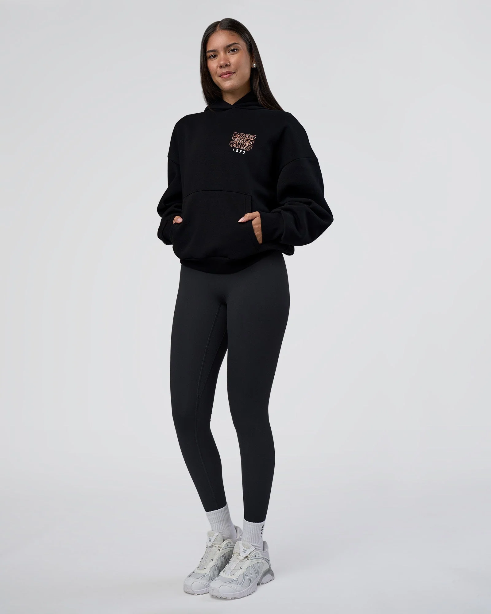GTC CVC Fleece Unisex Oversized Hoodie - Black-Cantaloupe - Image 9