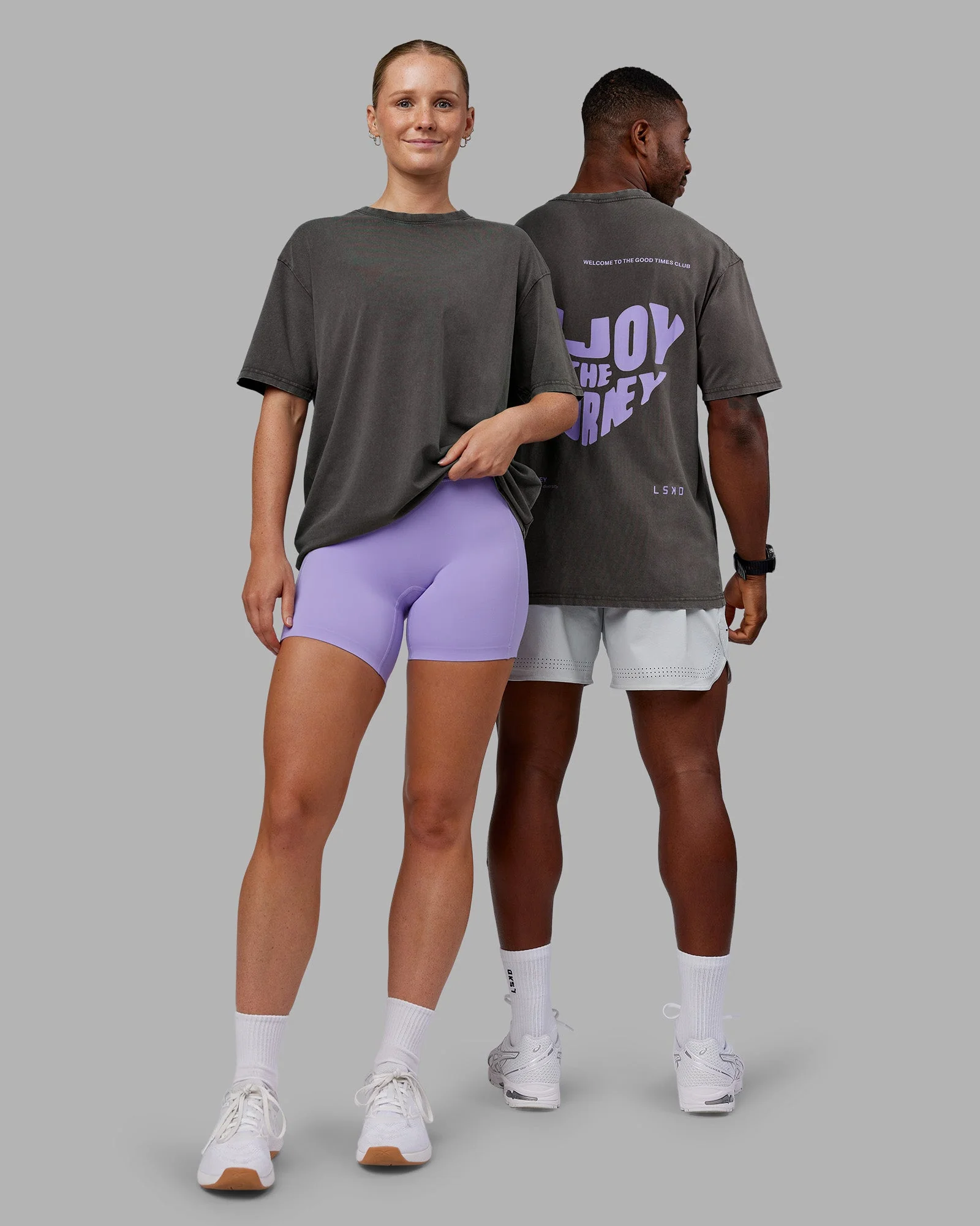 Heart FLXCotton Oversized Tee - Washed Dark Storm-Violet Ray