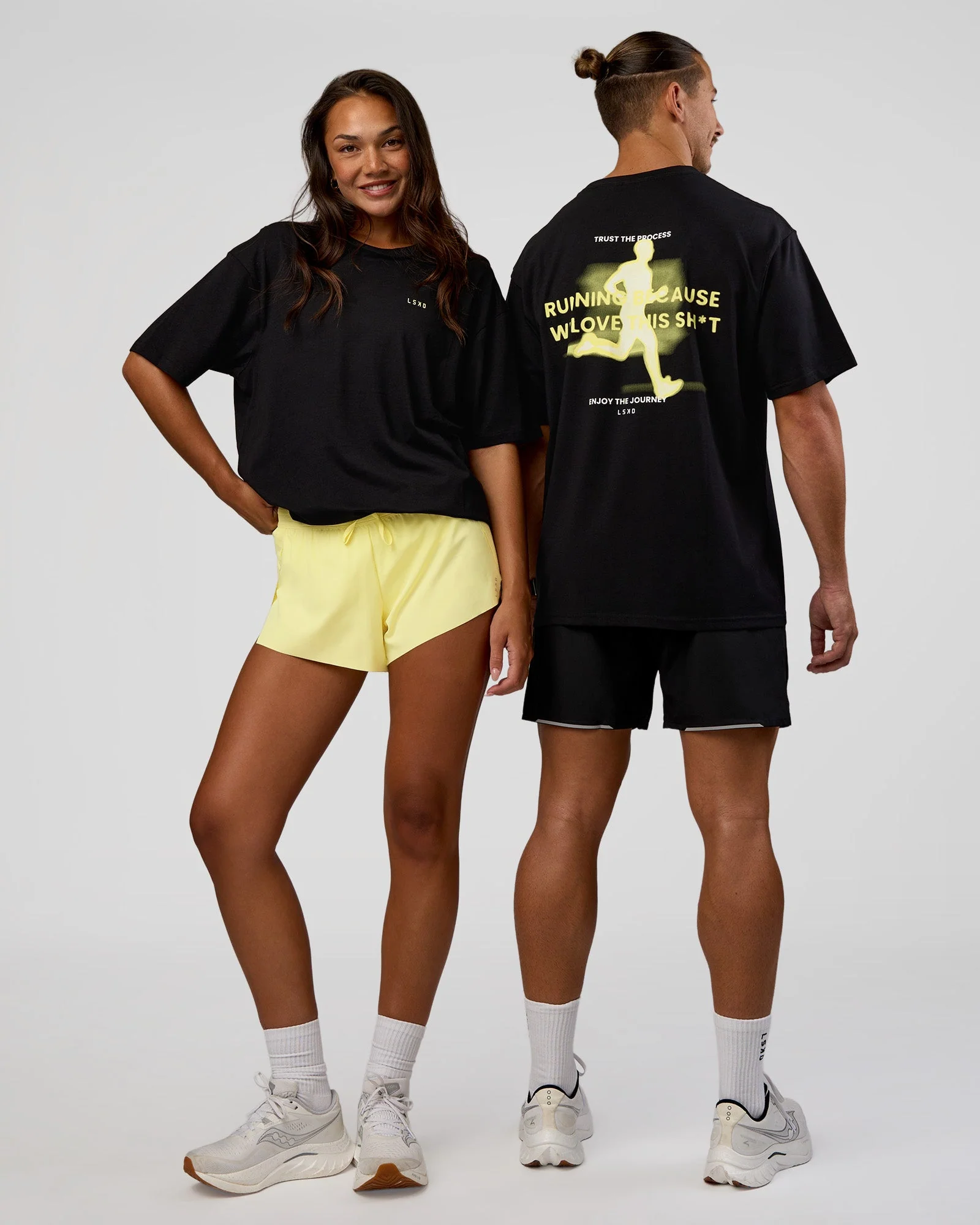 High Run FLXCotton Oversized Tee - Black-Yellow Fizz
