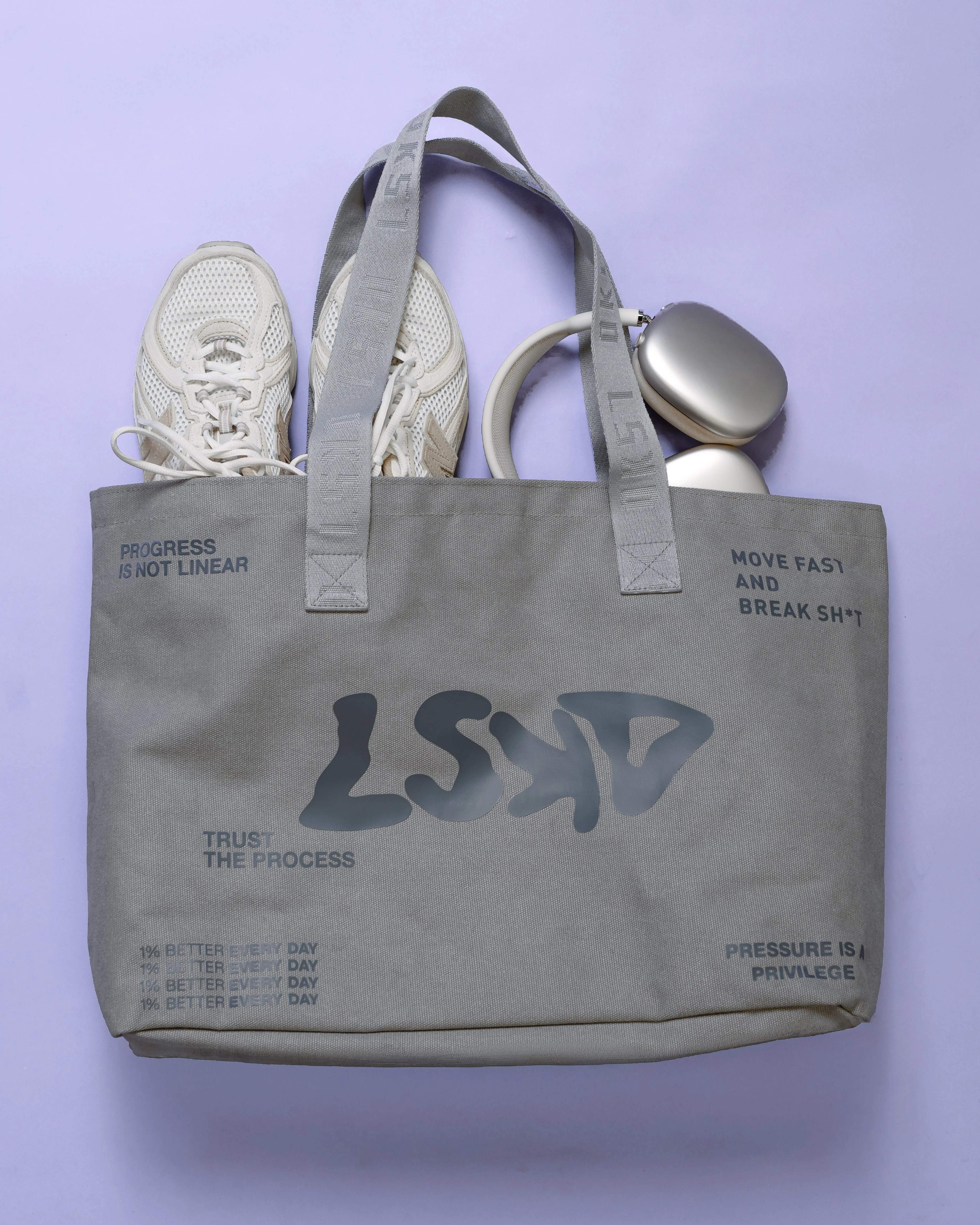 Hold It All Canvas Tote - Circular Grey-Values