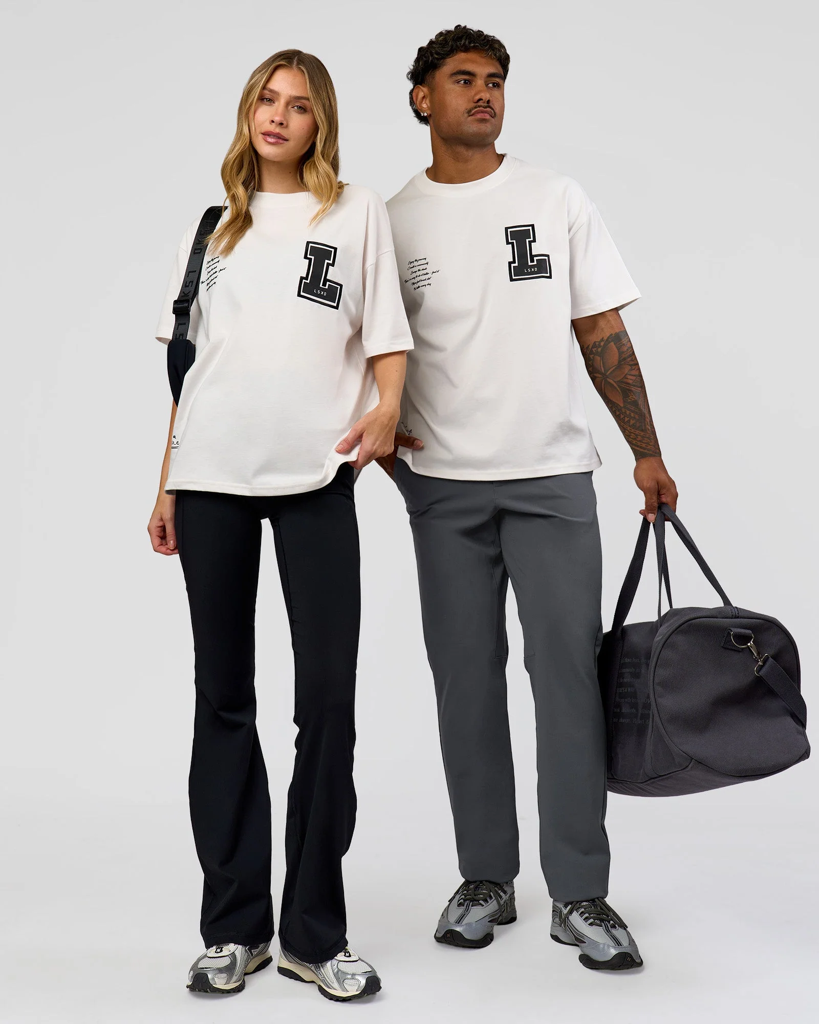 Hype Heavyweight Unisex Oversized Tee - Off White-Black