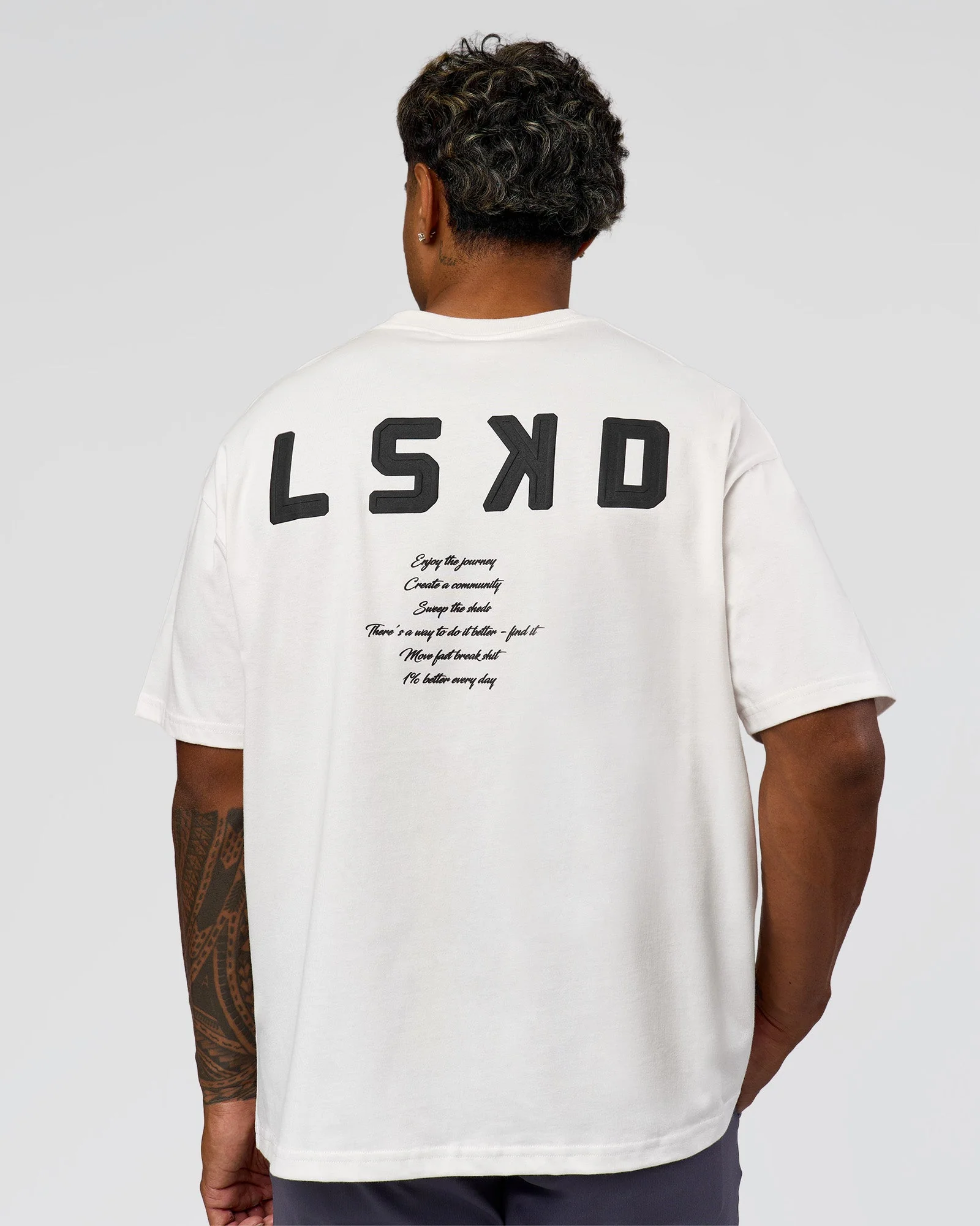 Hype Heavyweight Unisex Oversized Tee - Off White-Black - Image 13