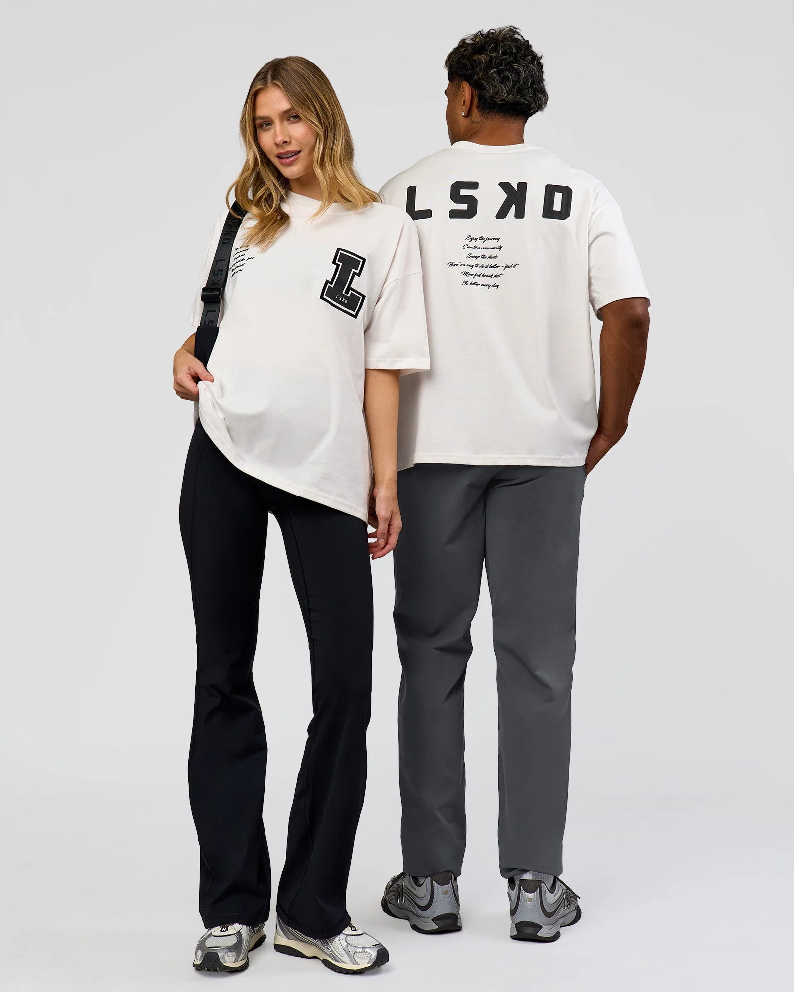 Hype Heavyweight Unisex Oversized Tee - Off White-Black - Image 3