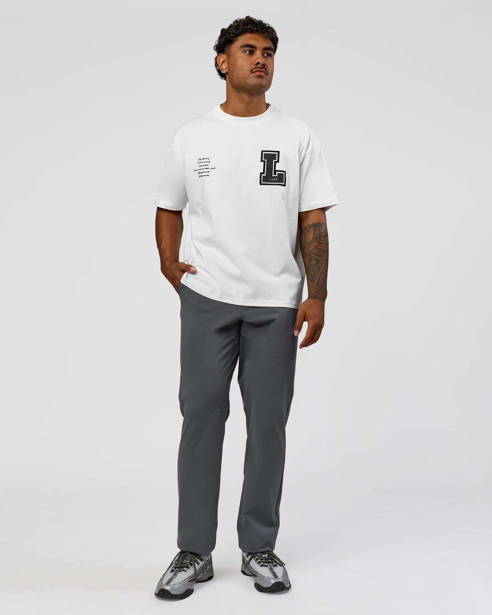 Hype Heavyweight Unisex Oversized Tee - Off White-Black - Image 4