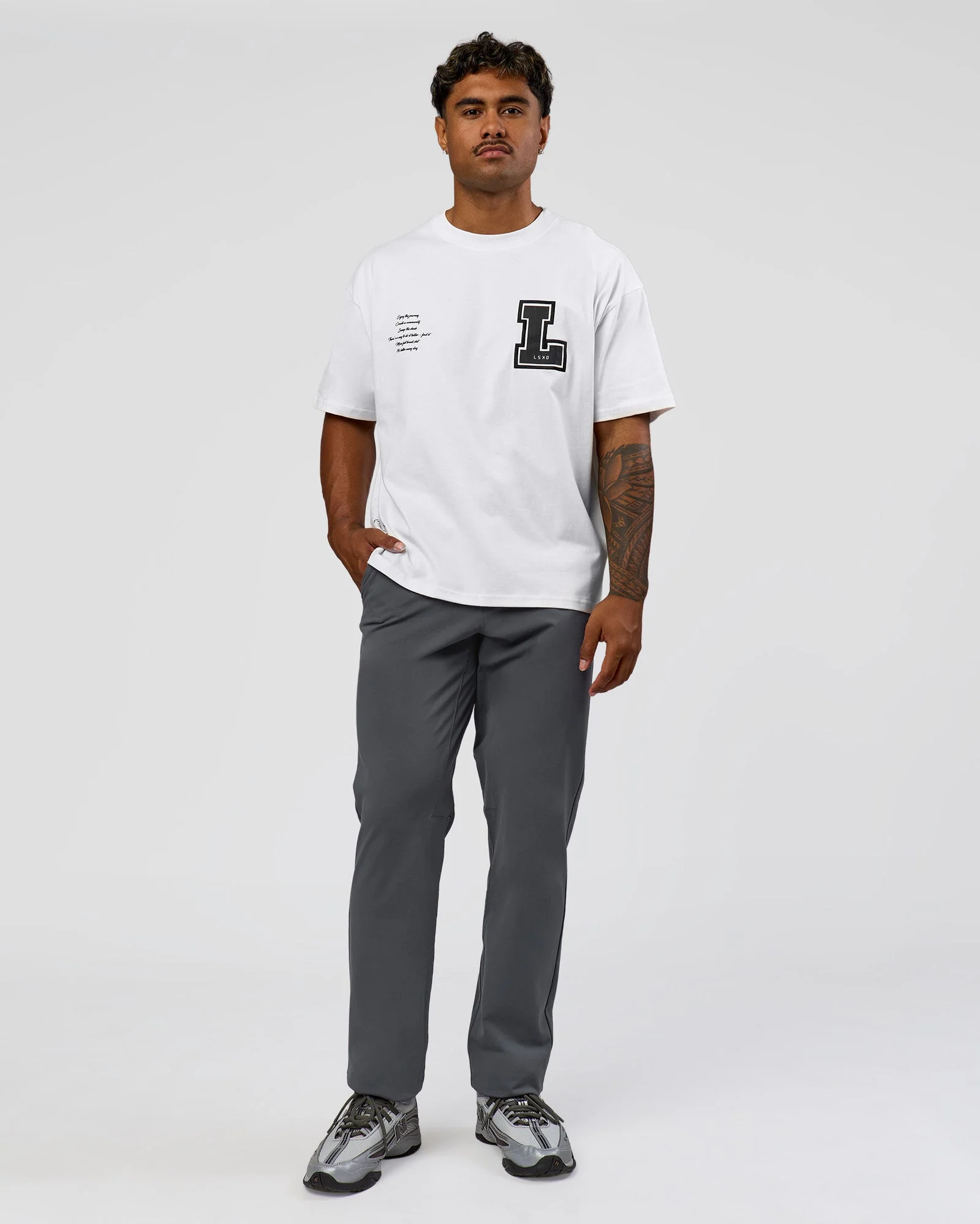 Hype Heavyweight Unisex Oversized Tee - Off White-Black - Image 5
