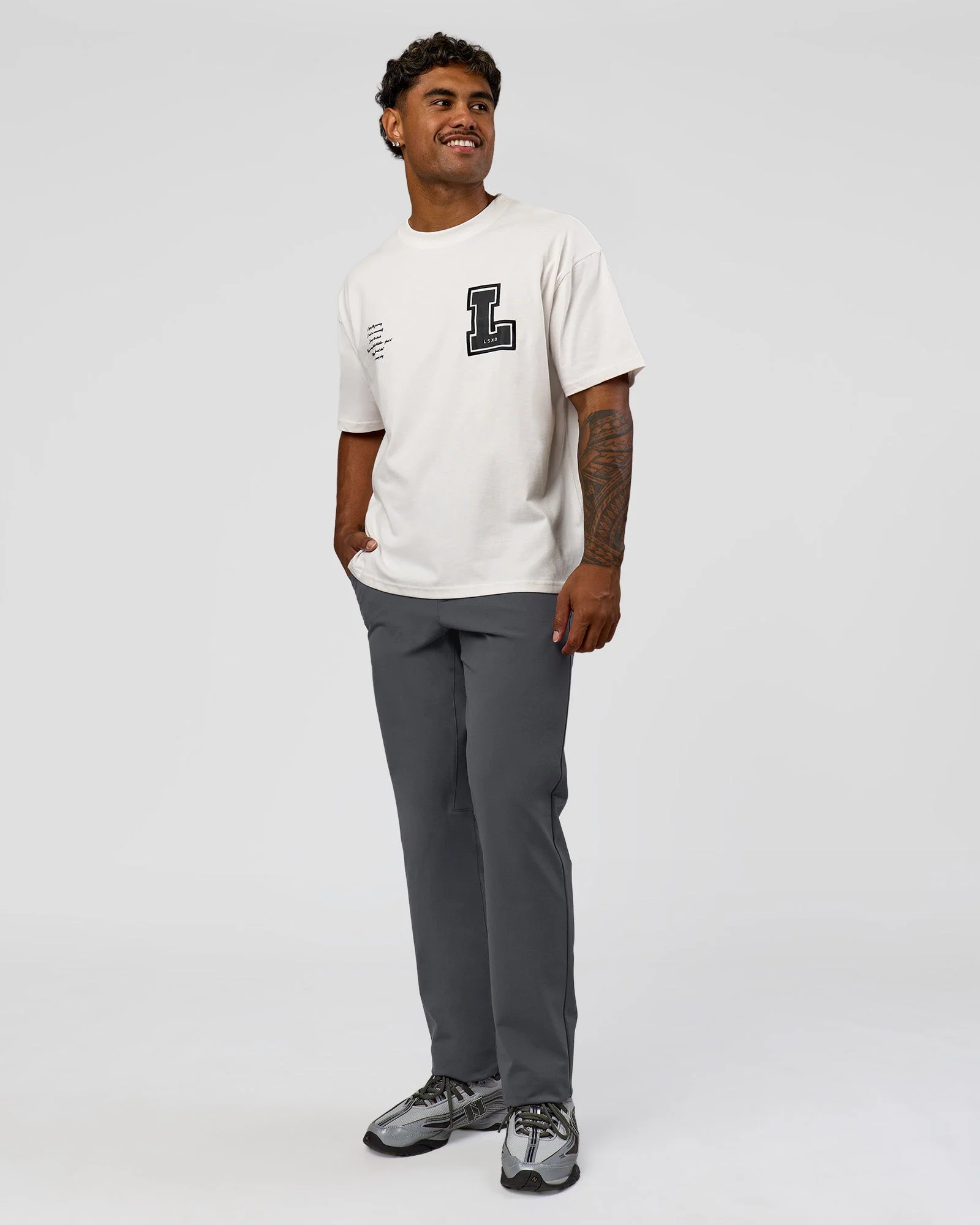 Hype Heavyweight Unisex Oversized Tee - Off White-Black - Image 6