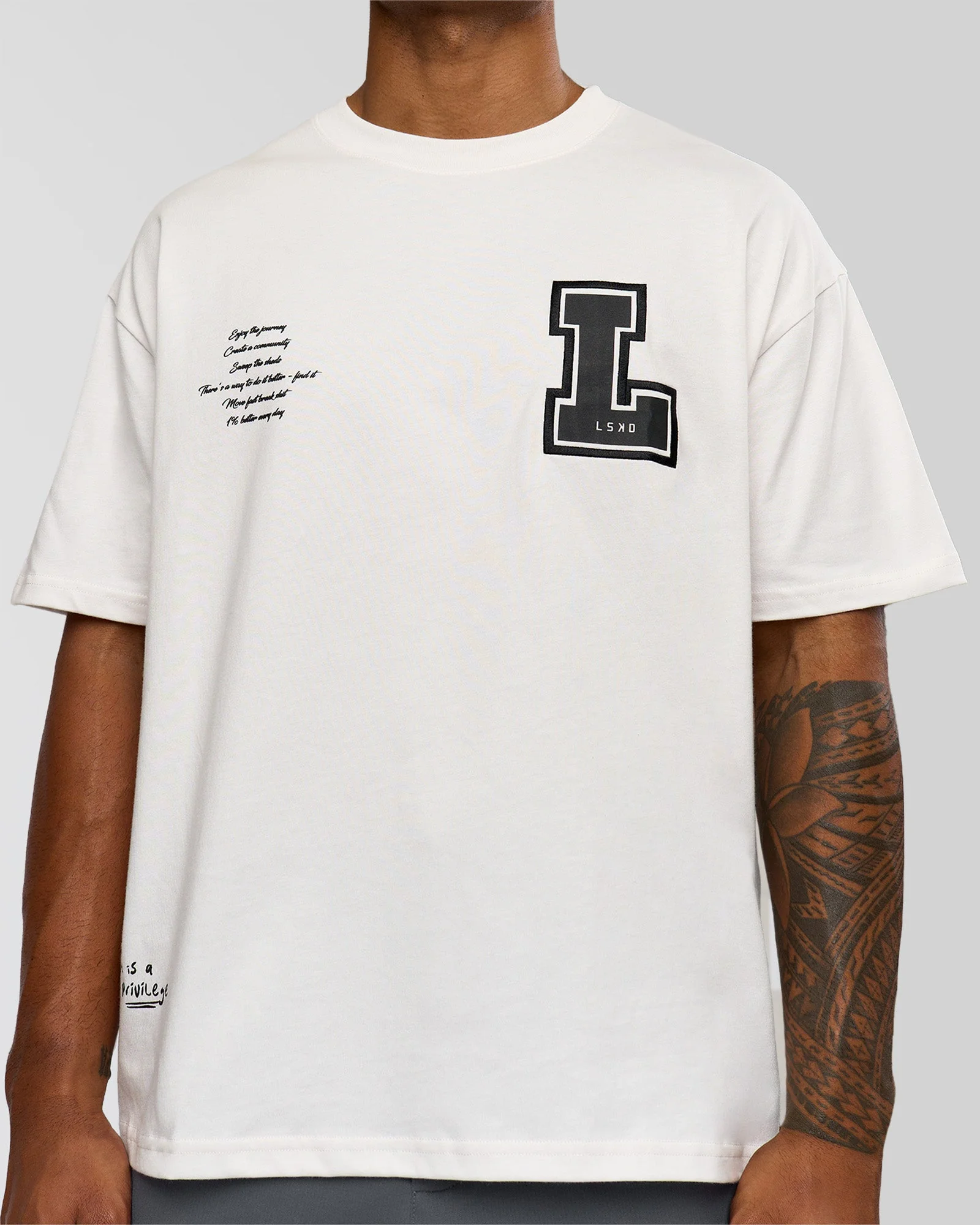 Hype Heavyweight Unisex Oversized Tee - Off White-Black - Image 8