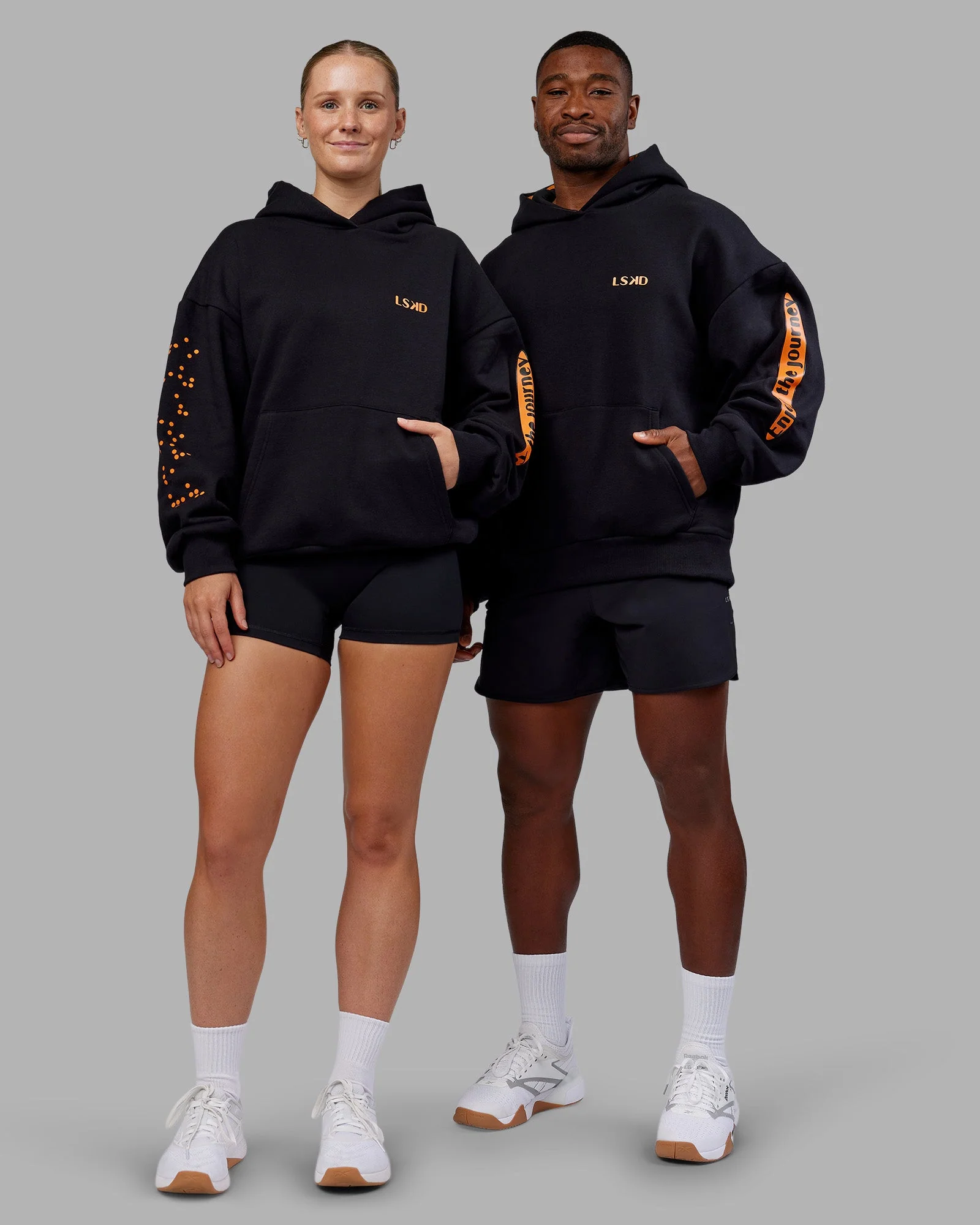 Hyped Unisex Oversized Hoodie - Black-Vibrant Orange