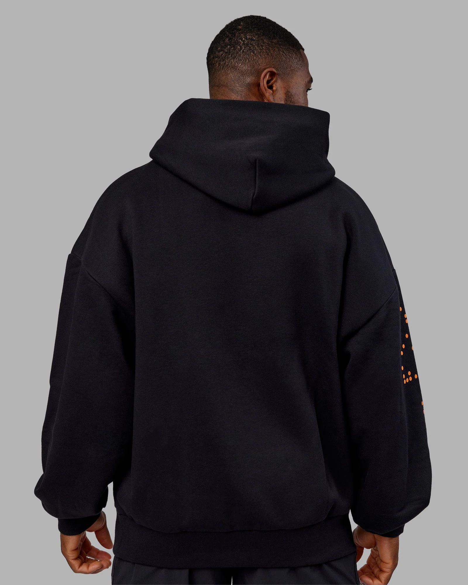 Hyped Unisex Oversized Hoodie - Black-Vibrant Orange - Image 4