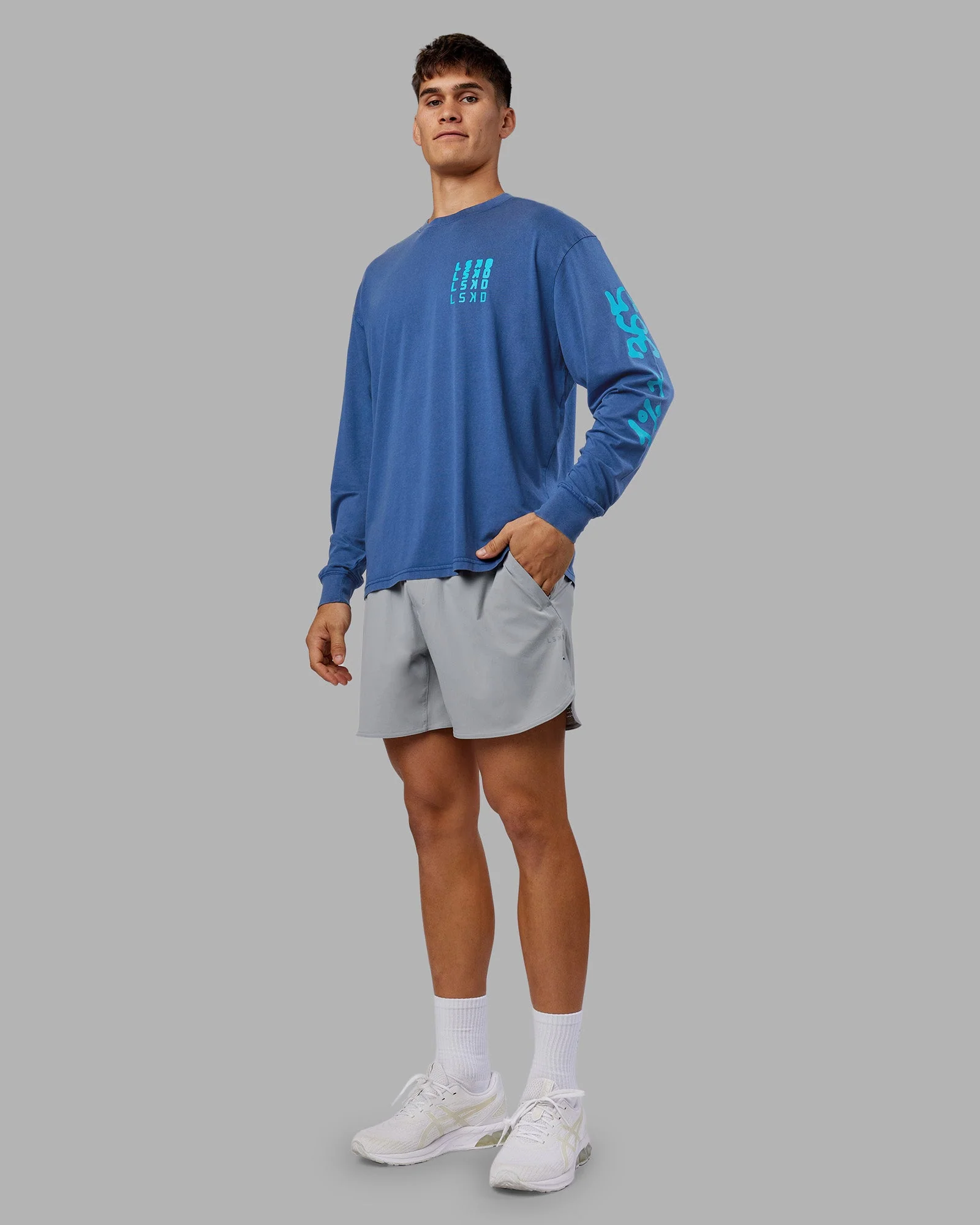 Inferno Journey FLXCotton Oversized Long Sleeve Tee - Midnight Blue-Blue Bird - Image 11