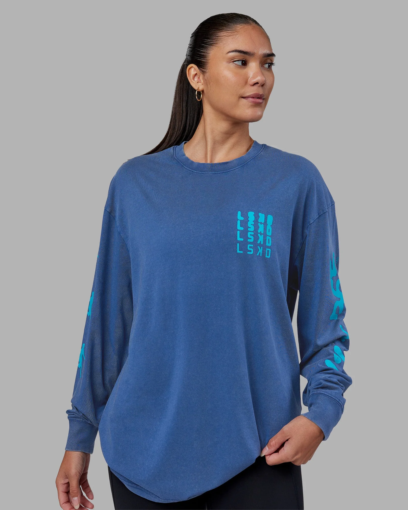Inferno Journey FLXCotton Oversized Long Sleeve Tee - Midnight Blue-Blue Bird - Image 2