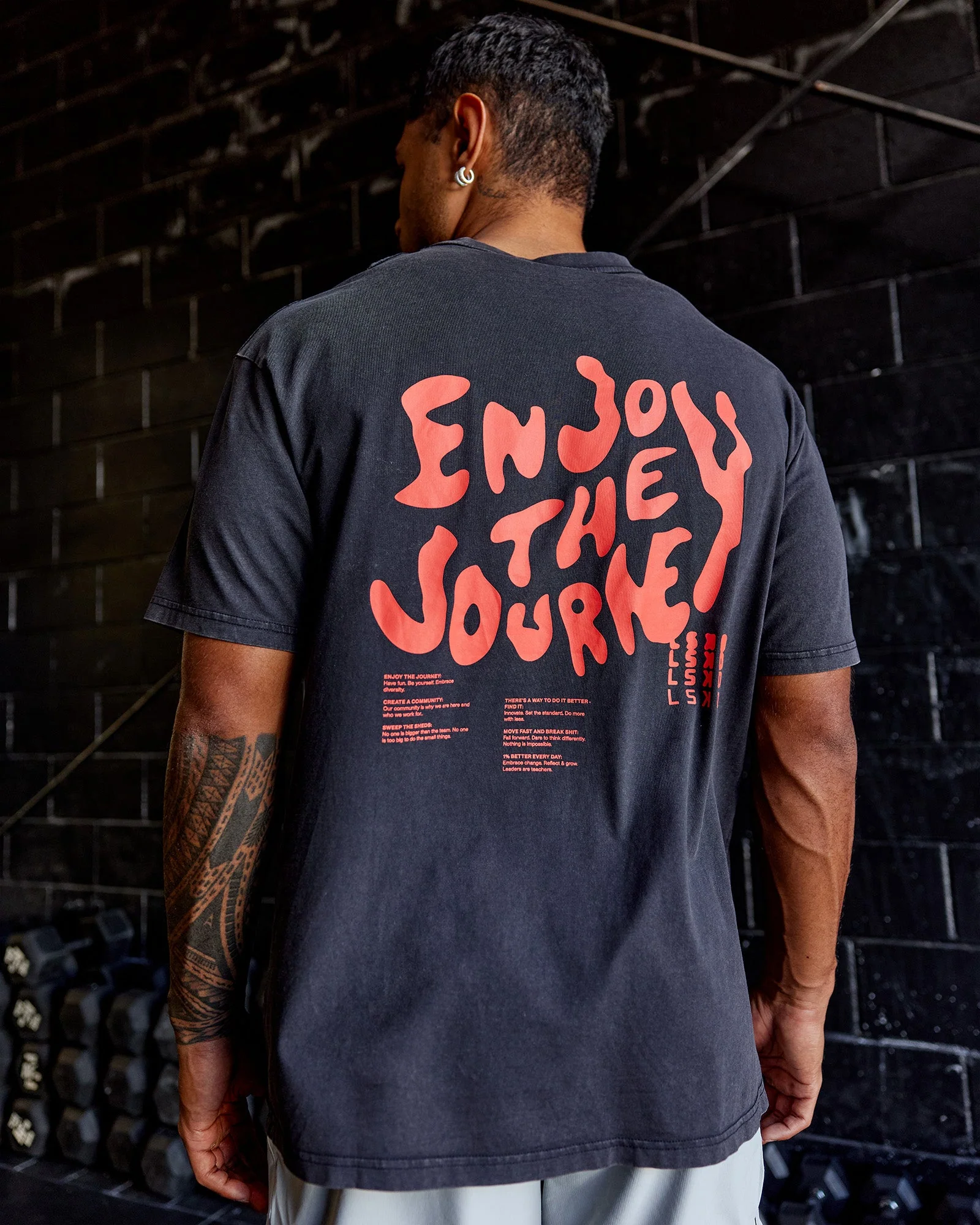 Inferno Journey FLXCotton Oversized Tee - Black Washed-Ultra Orange