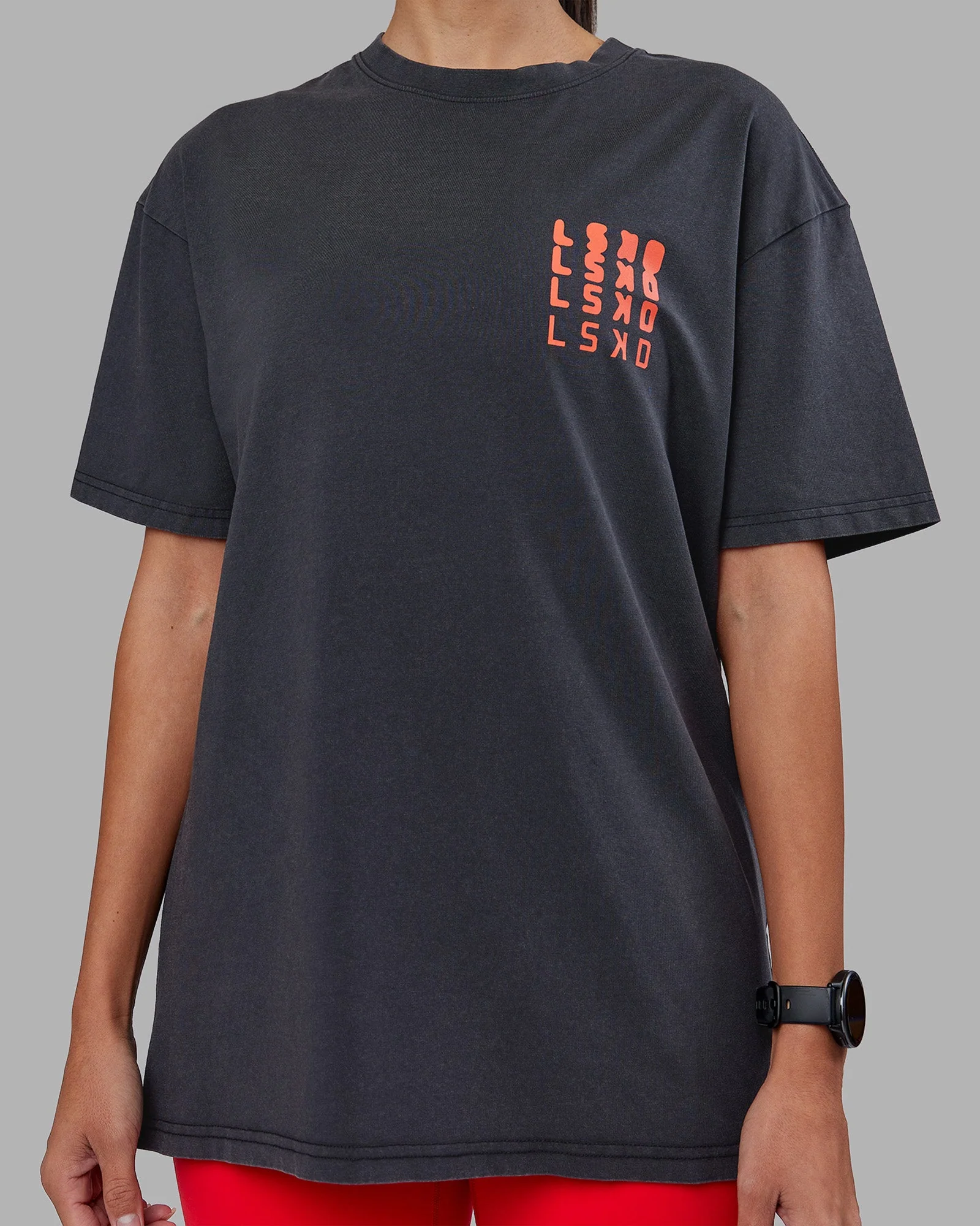 Inferno Journey FLXCotton Oversized Tee - Black Washed-Ultra Orange - Image 11