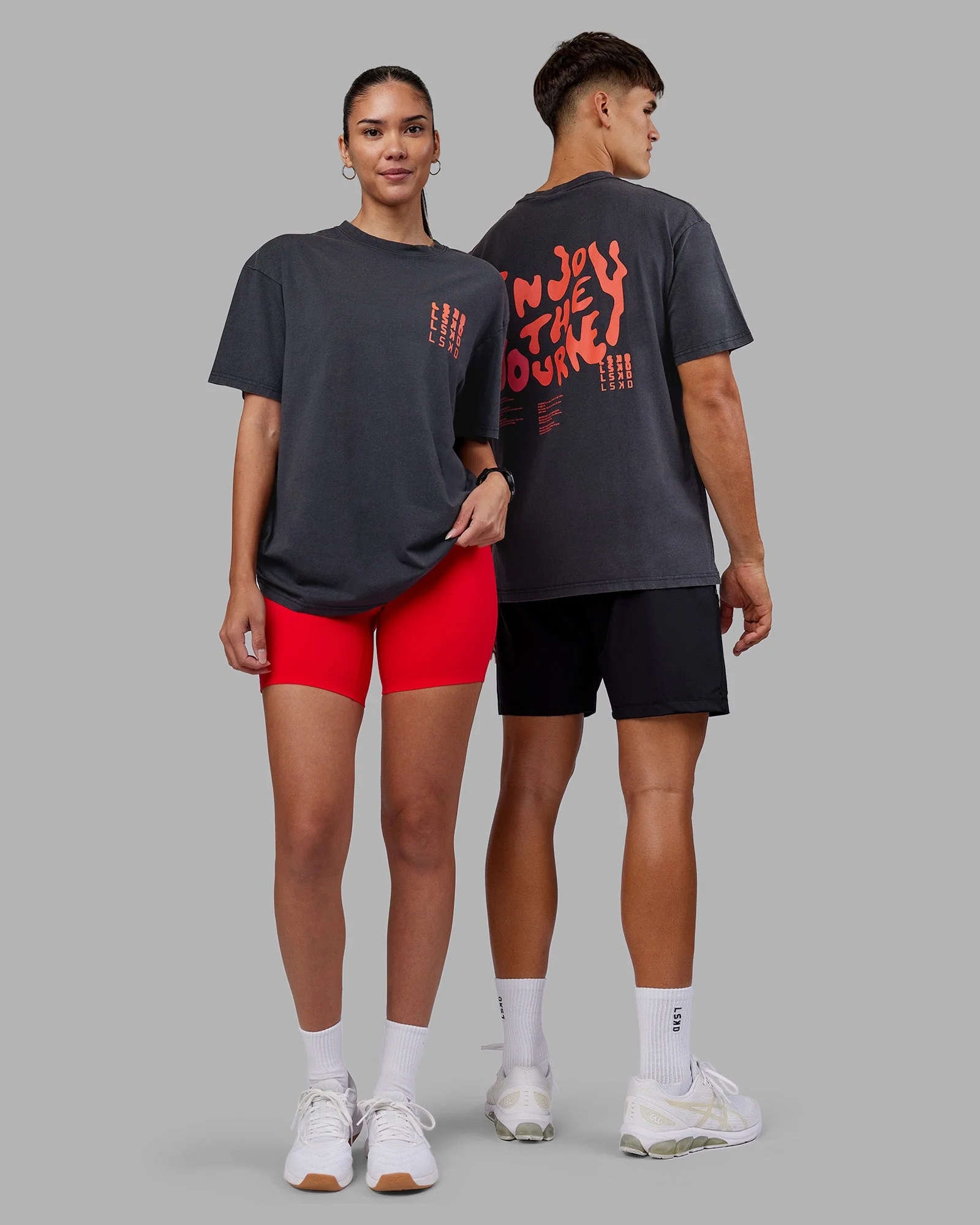 Inferno Journey FLXCotton Oversized Tee - Black Washed-Ultra Orange - Image 2