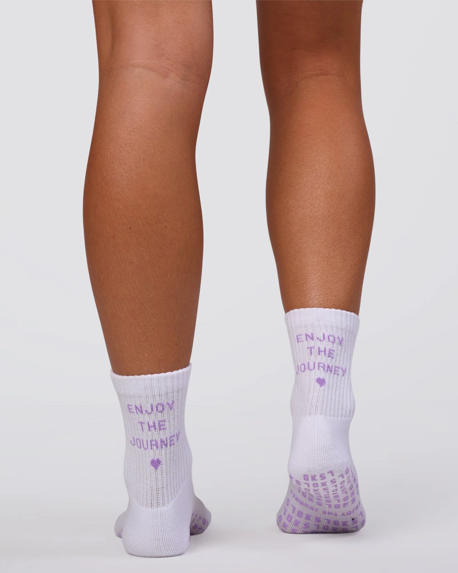 Journey Pilates Grip Socks - White-Pale Lilac - Image 2