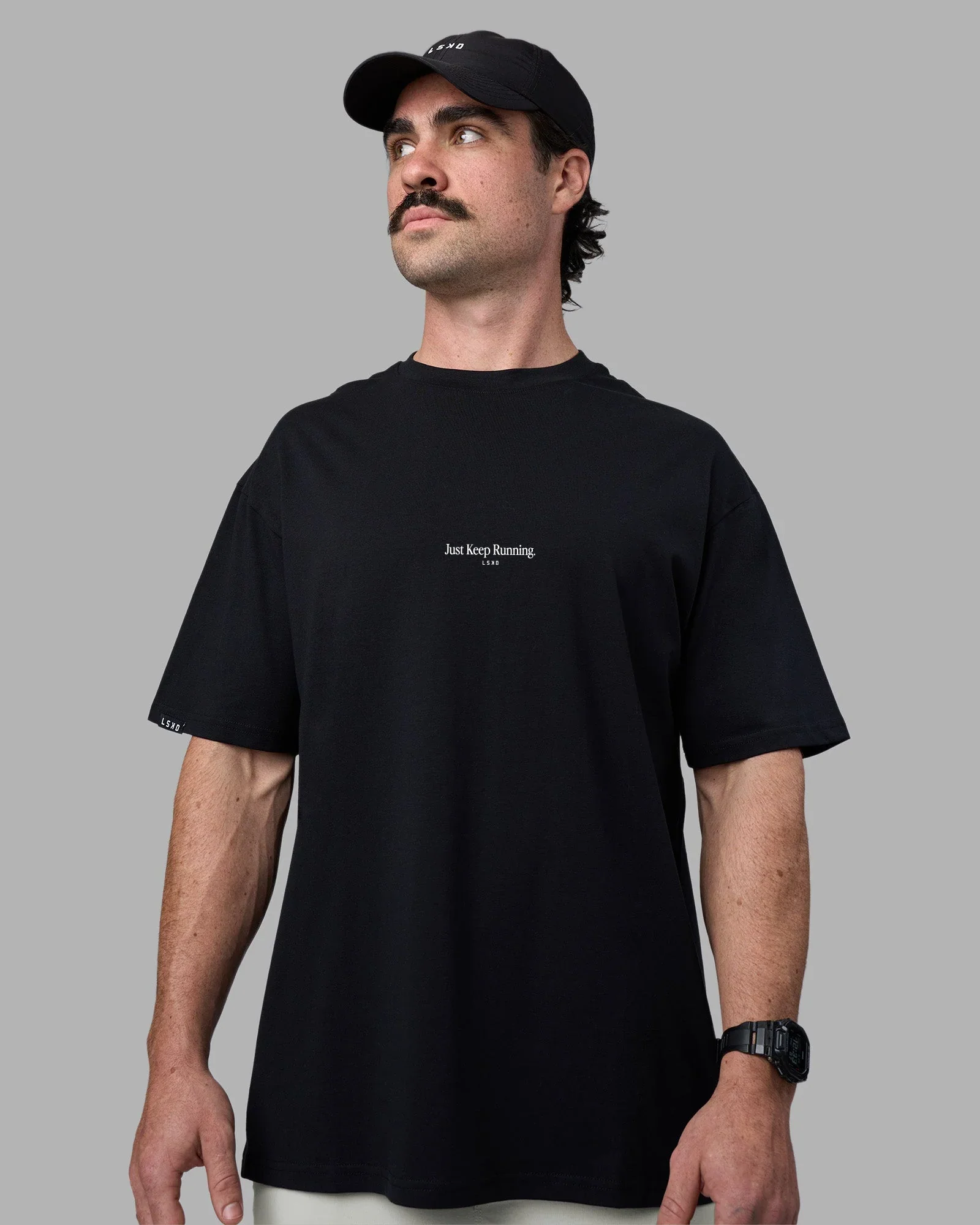 Just Keep Running FLXCotton Oversized Tee - Black
