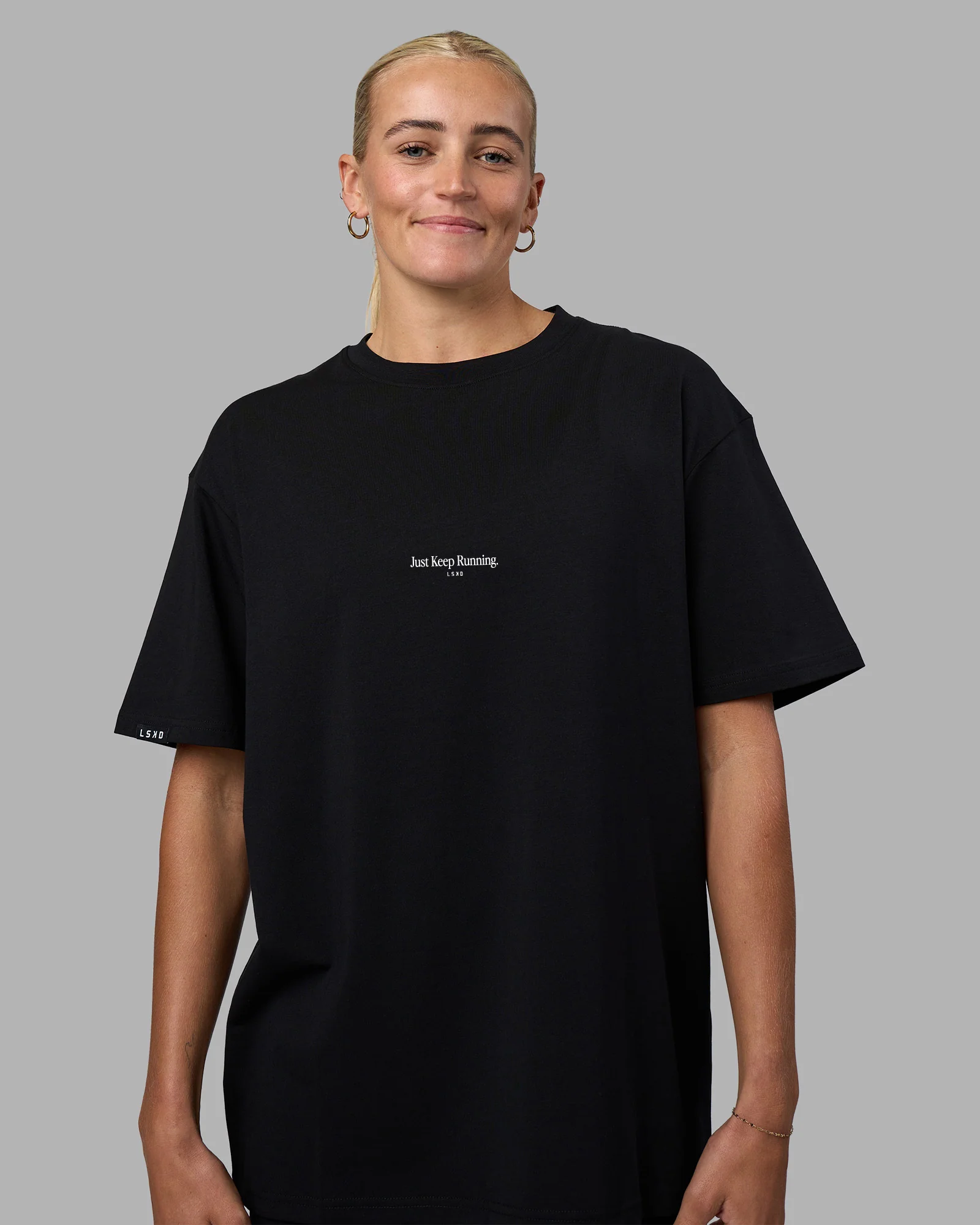 Just Keep Running FLXCotton Oversized Tee - Black - Image 3