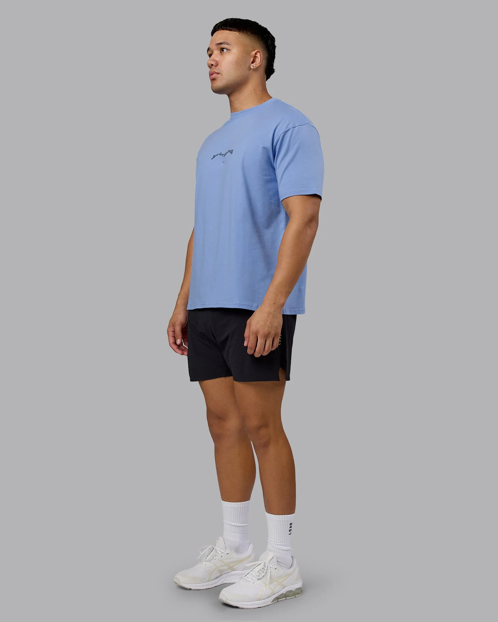 Just Run FLXCotton Oversized Tee - Soft Blue-Dark Storm - Image 12