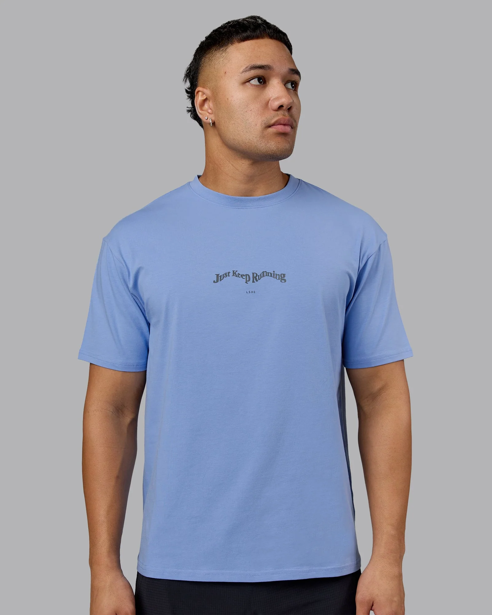 Just Run FLXCotton Oversized Tee - Soft Blue-Dark Storm - Image 2