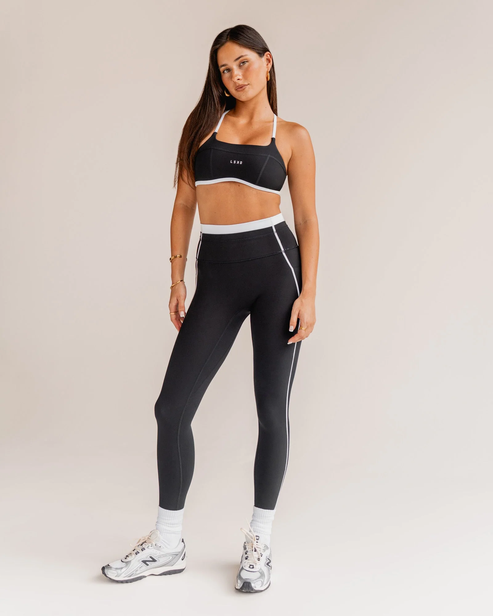 Liberate Contrast High-Rise Full Length Legging Pockets - Black-White - Image 4