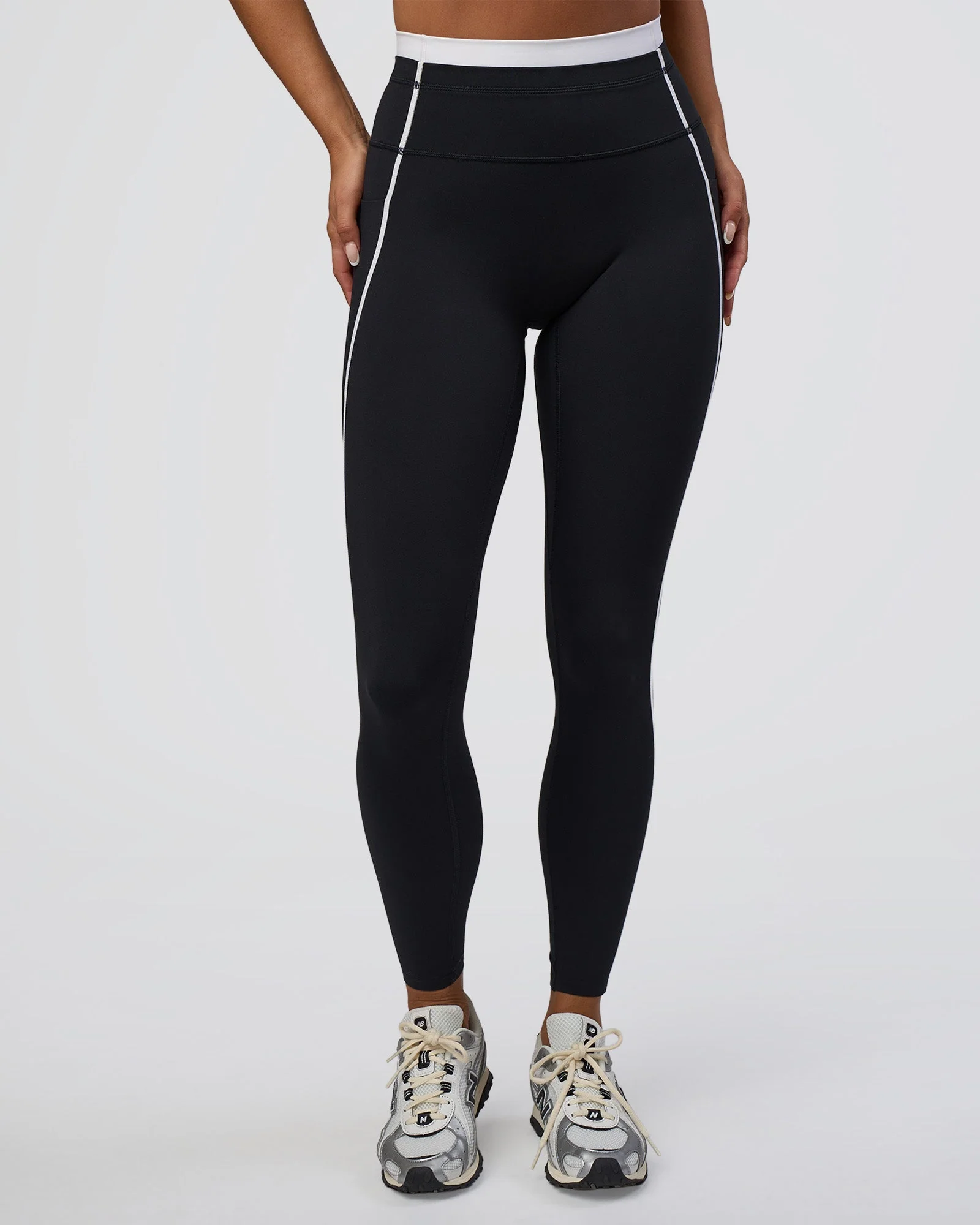 Liberate Contrast High-Rise Full Length Legging Pockets - Black-White - Image 6