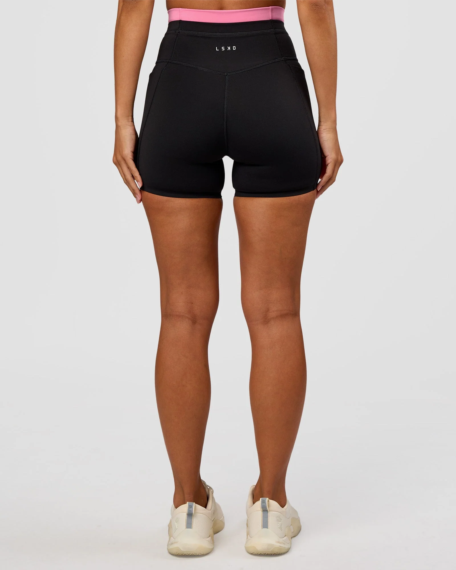 Liberate High-Rise 4" Short Pockets - Black-Candy Pink - Image 7