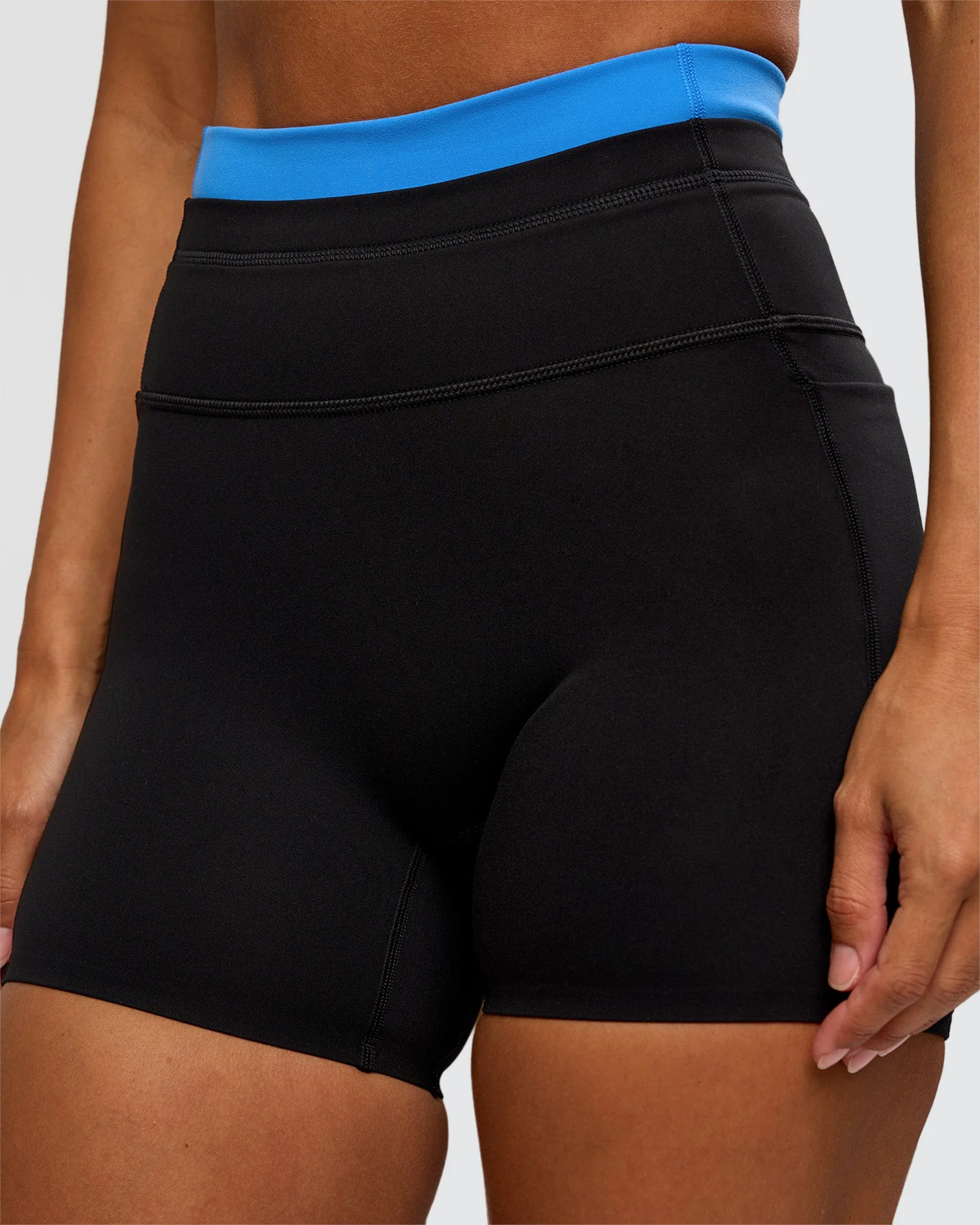 Liberate High-Rise 4" Short Pockets - Black-Palace Blue - Image 6