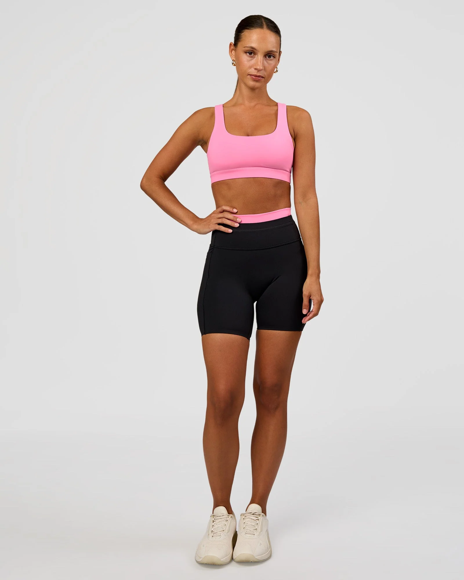 Liberate High-Rise 6" Short Pockets - Black-Candy Pink - Image 3