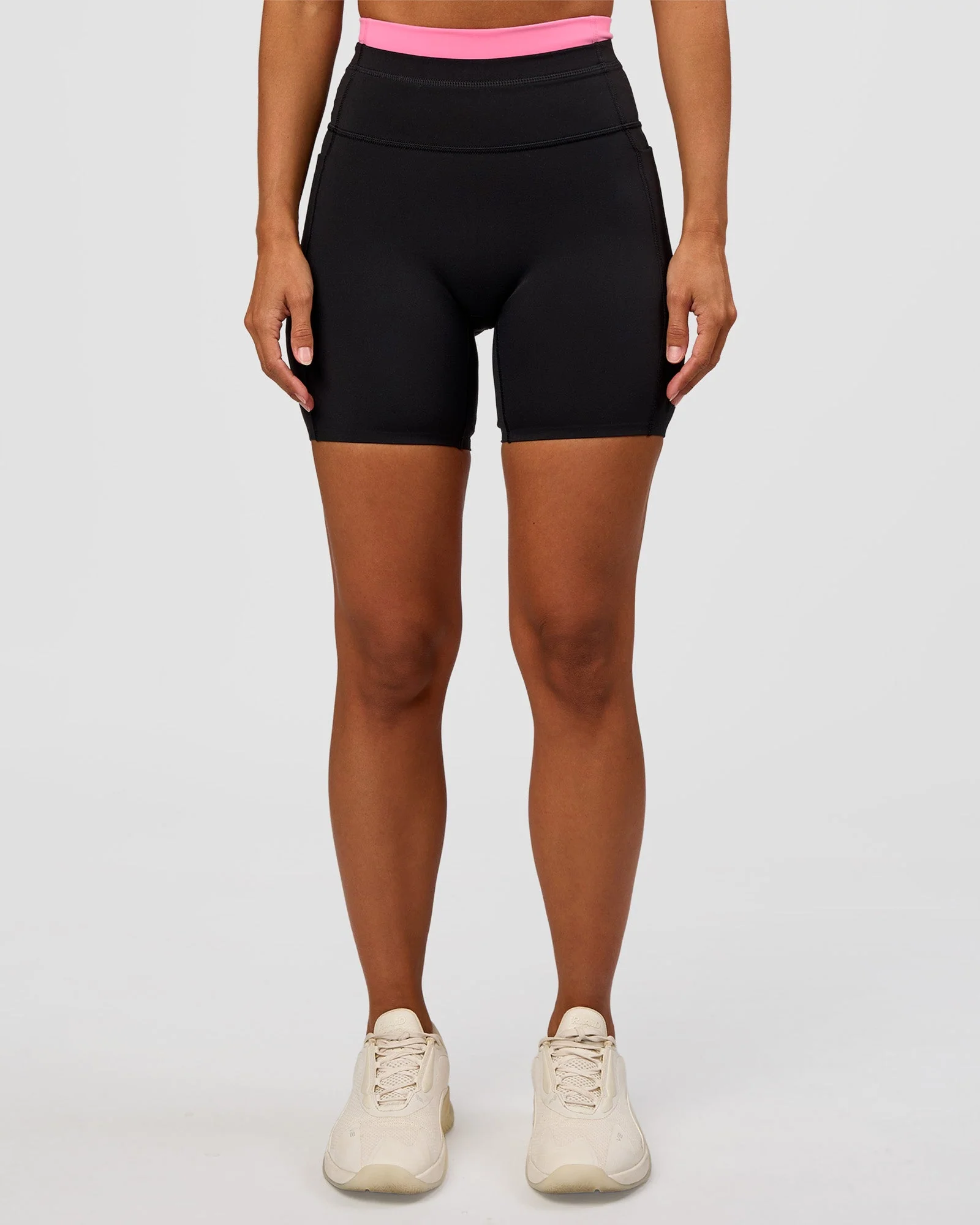 Liberate High-Rise 6" Short Pockets - Black-Candy Pink - Image 5