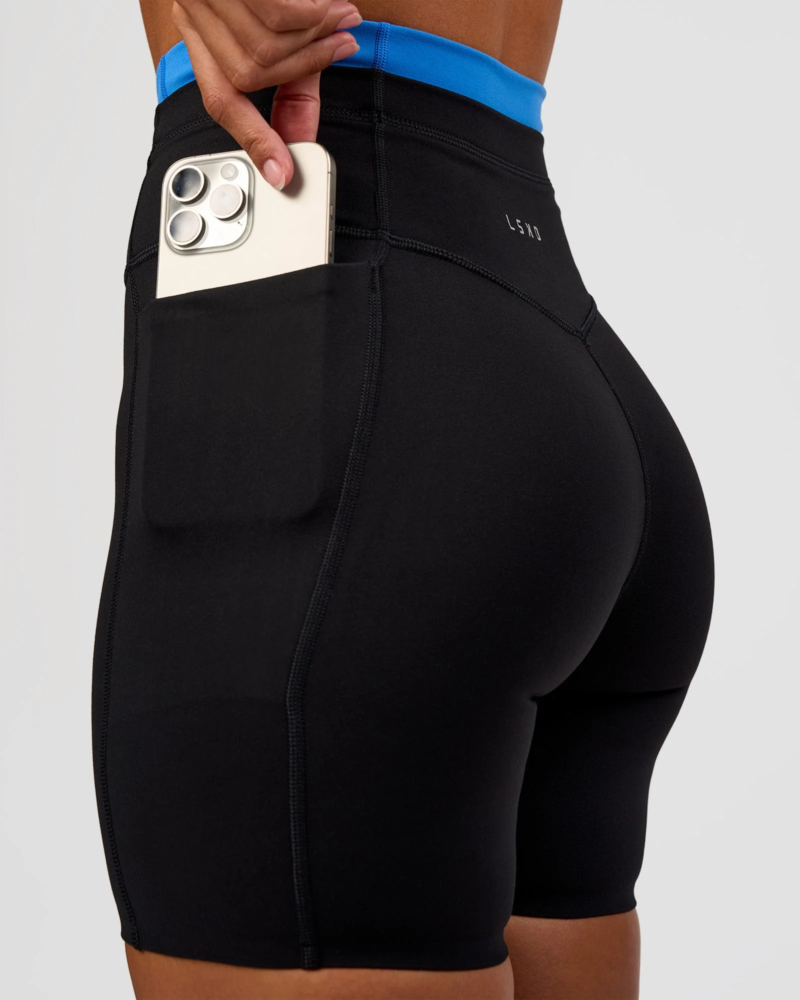 Liberate High-Rise 6" Short Pockets - Black-Palace Blue - Image 3