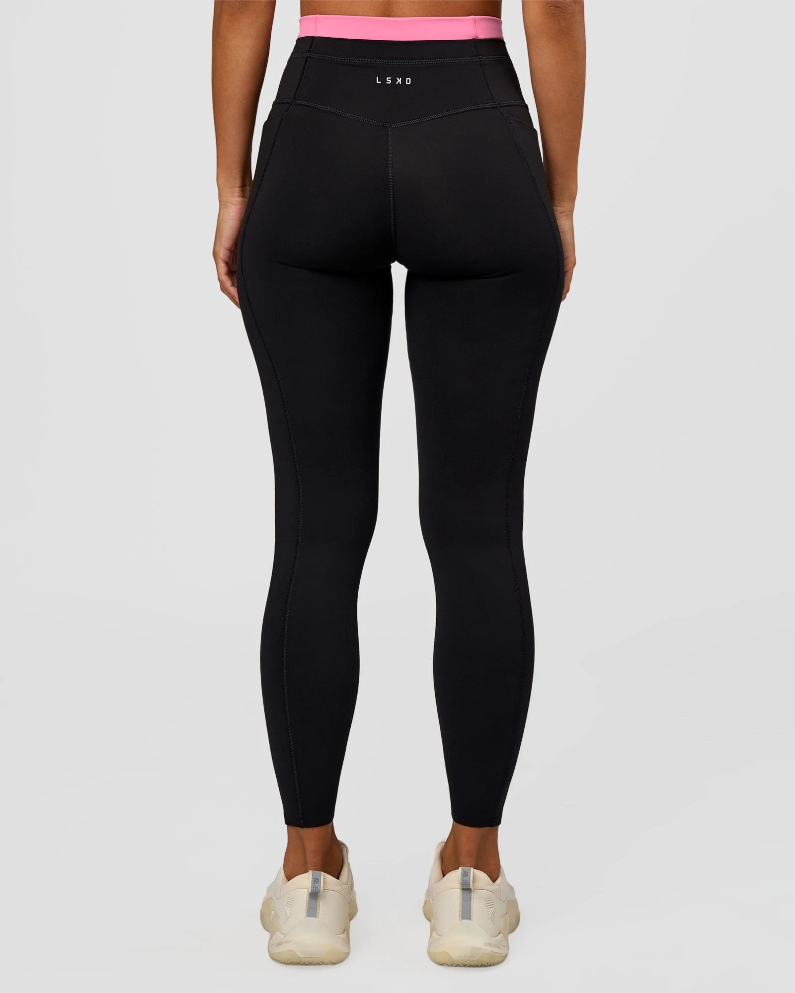 Liberate High-Rise Full Length Legging Pockets - Black-Candy Pink - Image 4