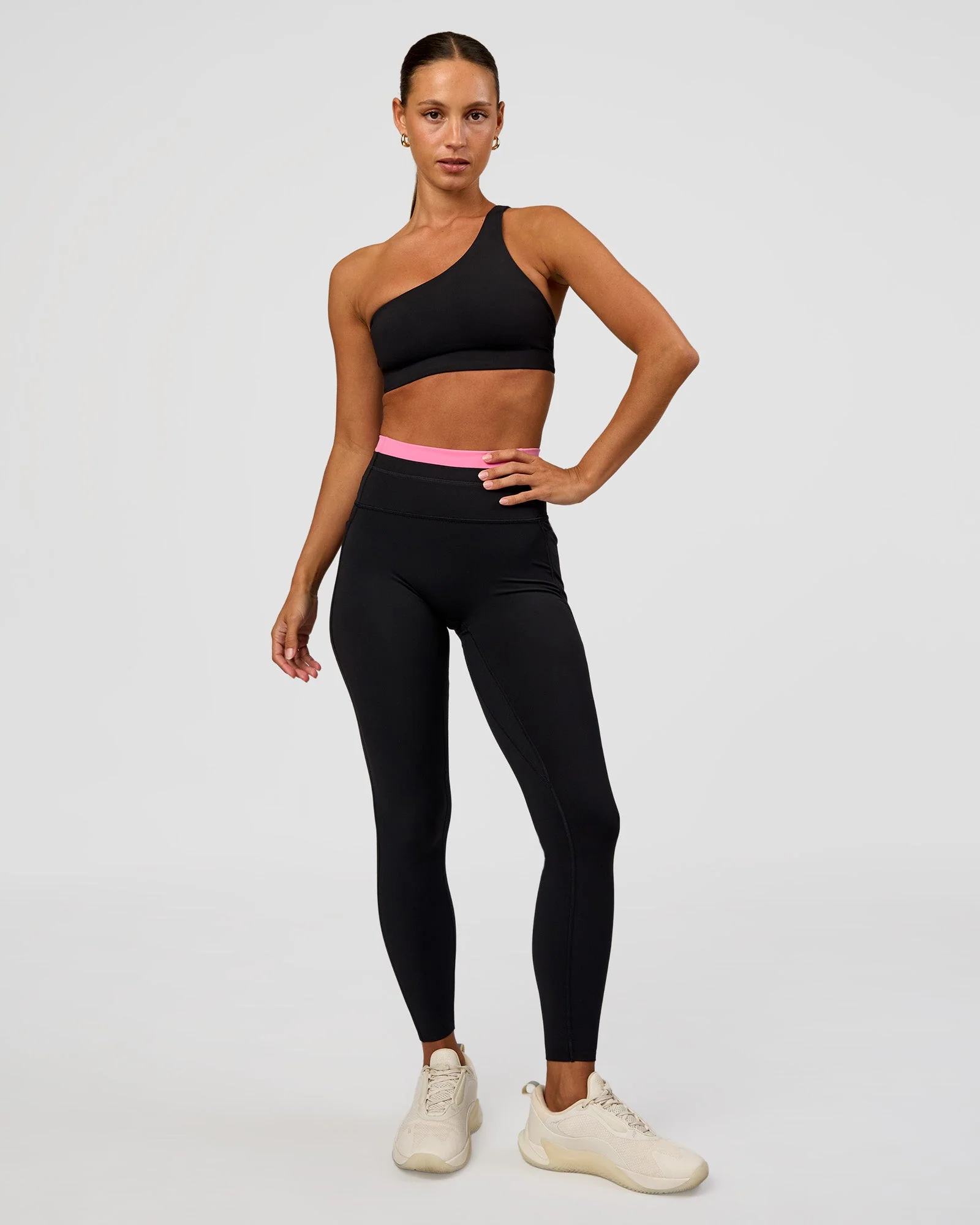 Liberate High-Rise Full Length Legging Pockets - Black-Candy Pink - Image 5
