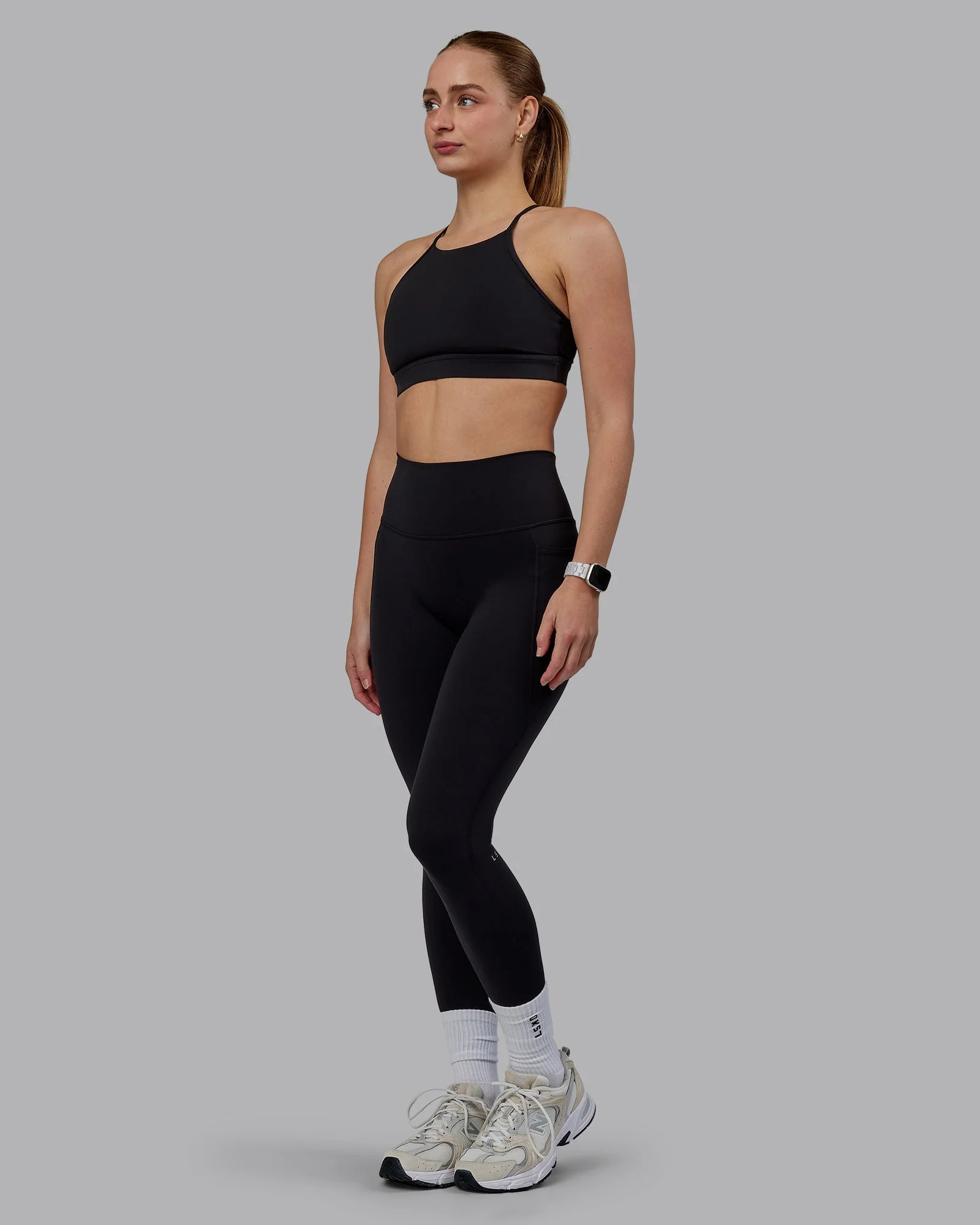 Lift High Neck Sports Bra - Black - Image 3