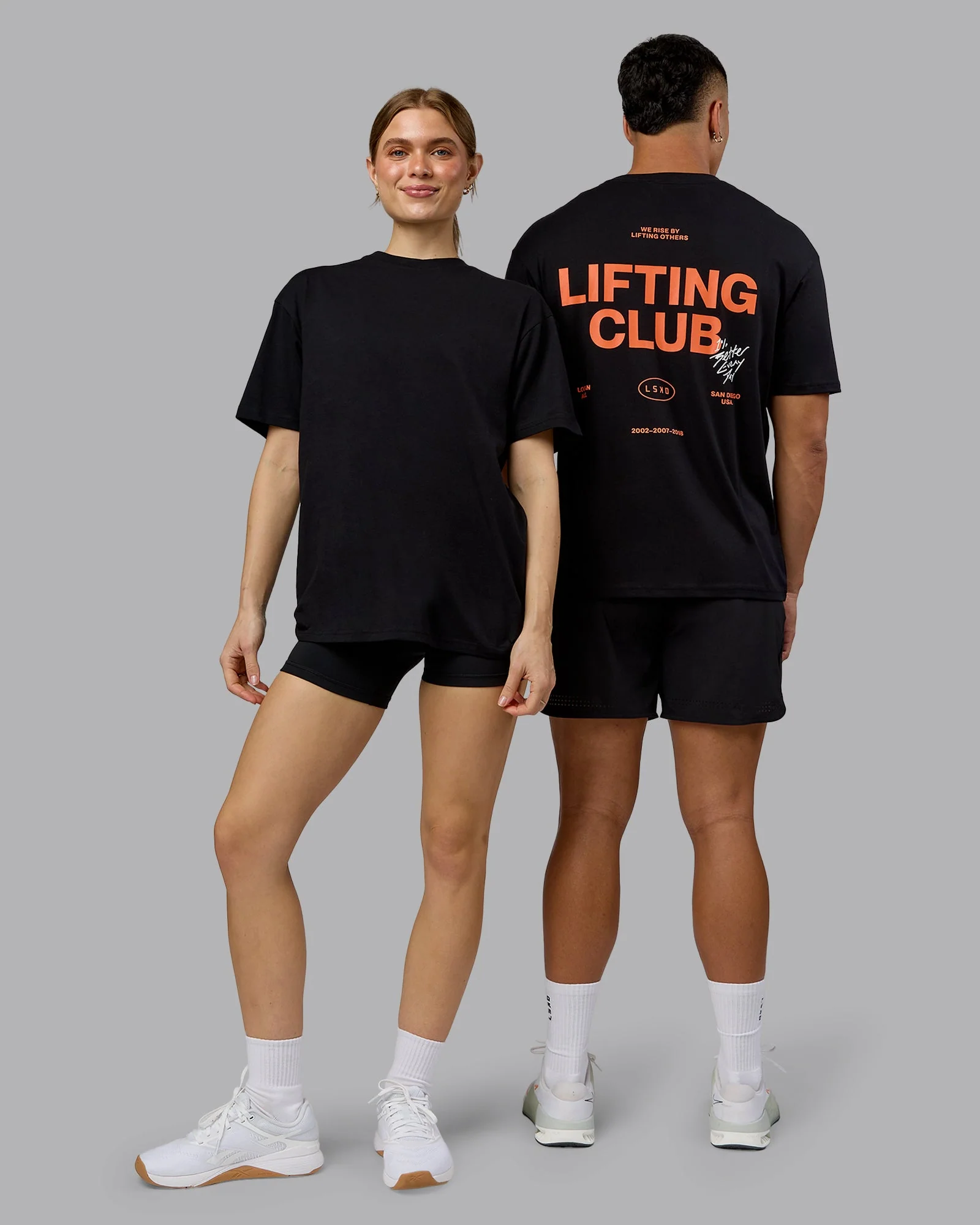 Lifting Club FLXCotton Tee Oversize - Black-Ultra Orange