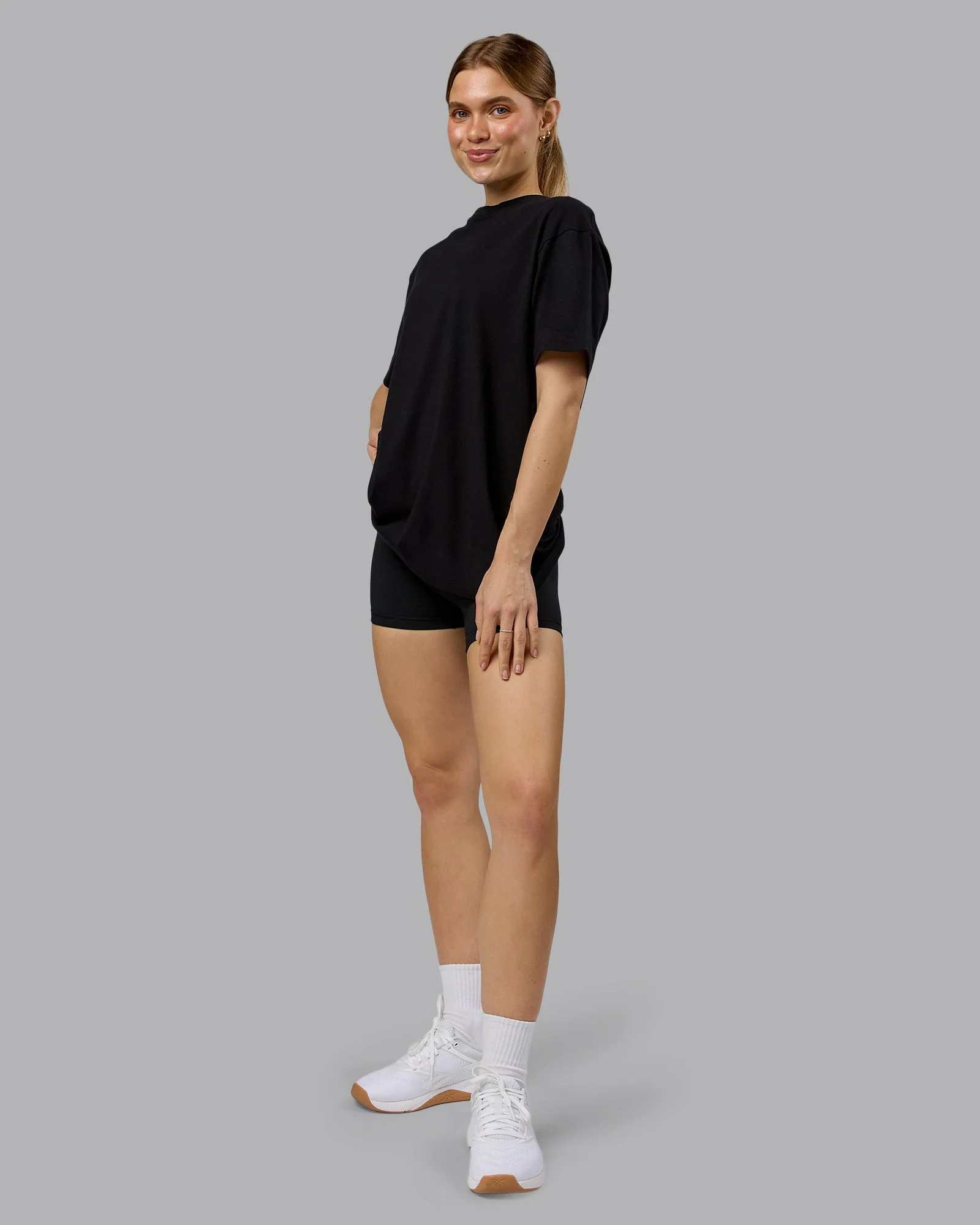 Lifting Club FLXCotton Tee Oversize - Black-Ultra Orange - Image 10