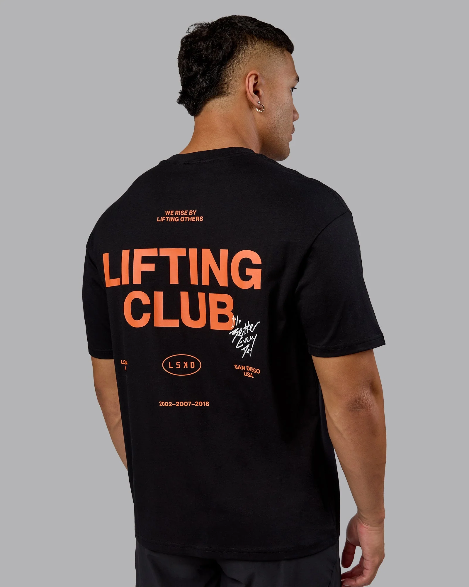 Lifting Club FLXCotton Tee Oversize - Black-Ultra Orange - Image 7