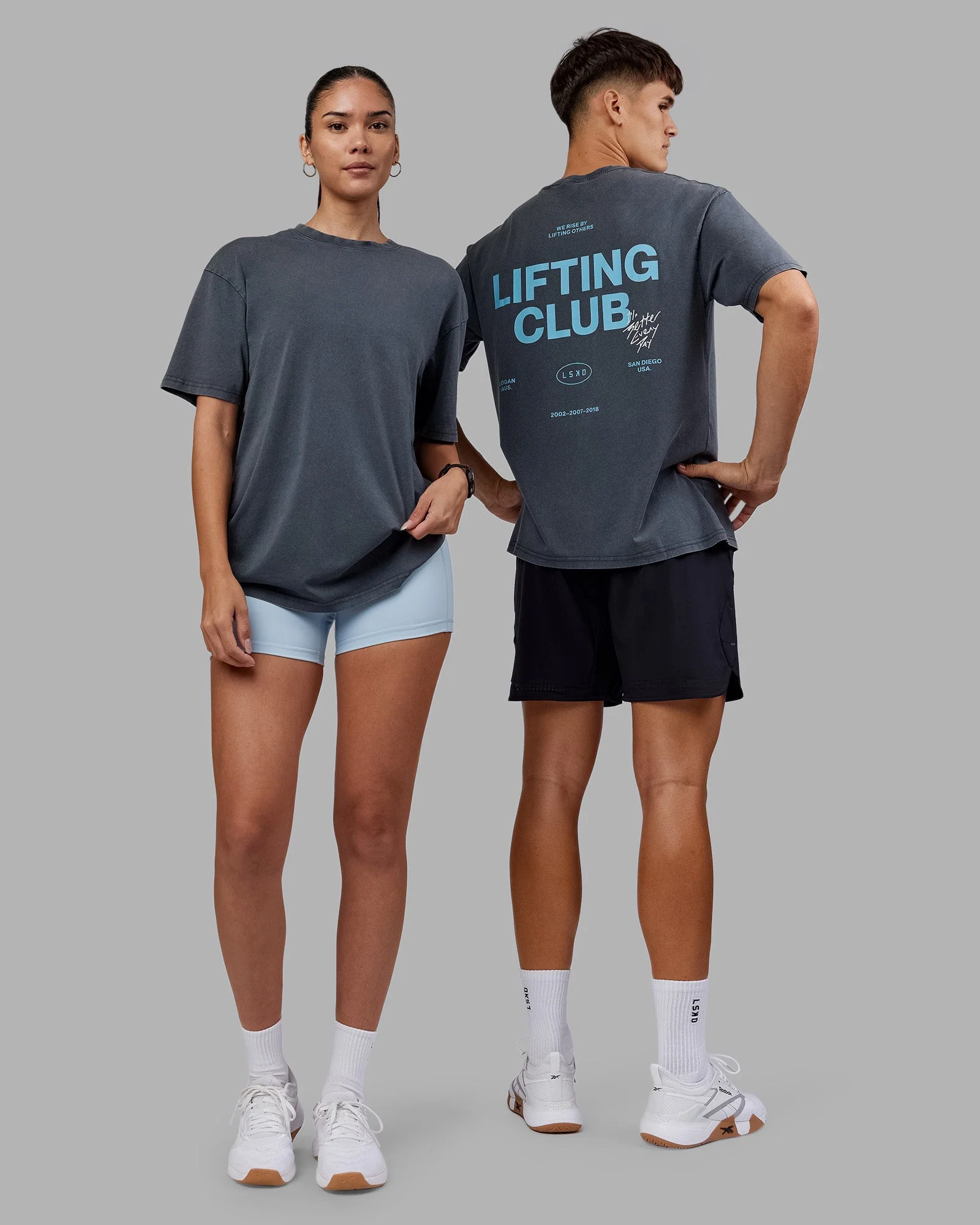 Lifting Club FLXCotton Tee Oversize - Dark Storm Washed-Blue