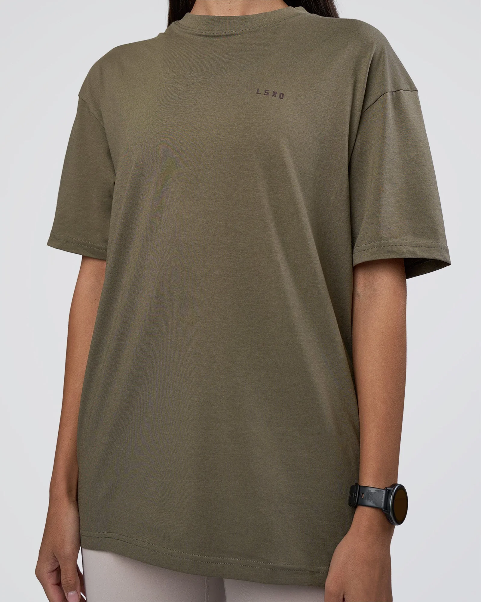 Lifting FLXCotton Oversized Tee - Walnut Grey-Hot Chocolate - Image 9
