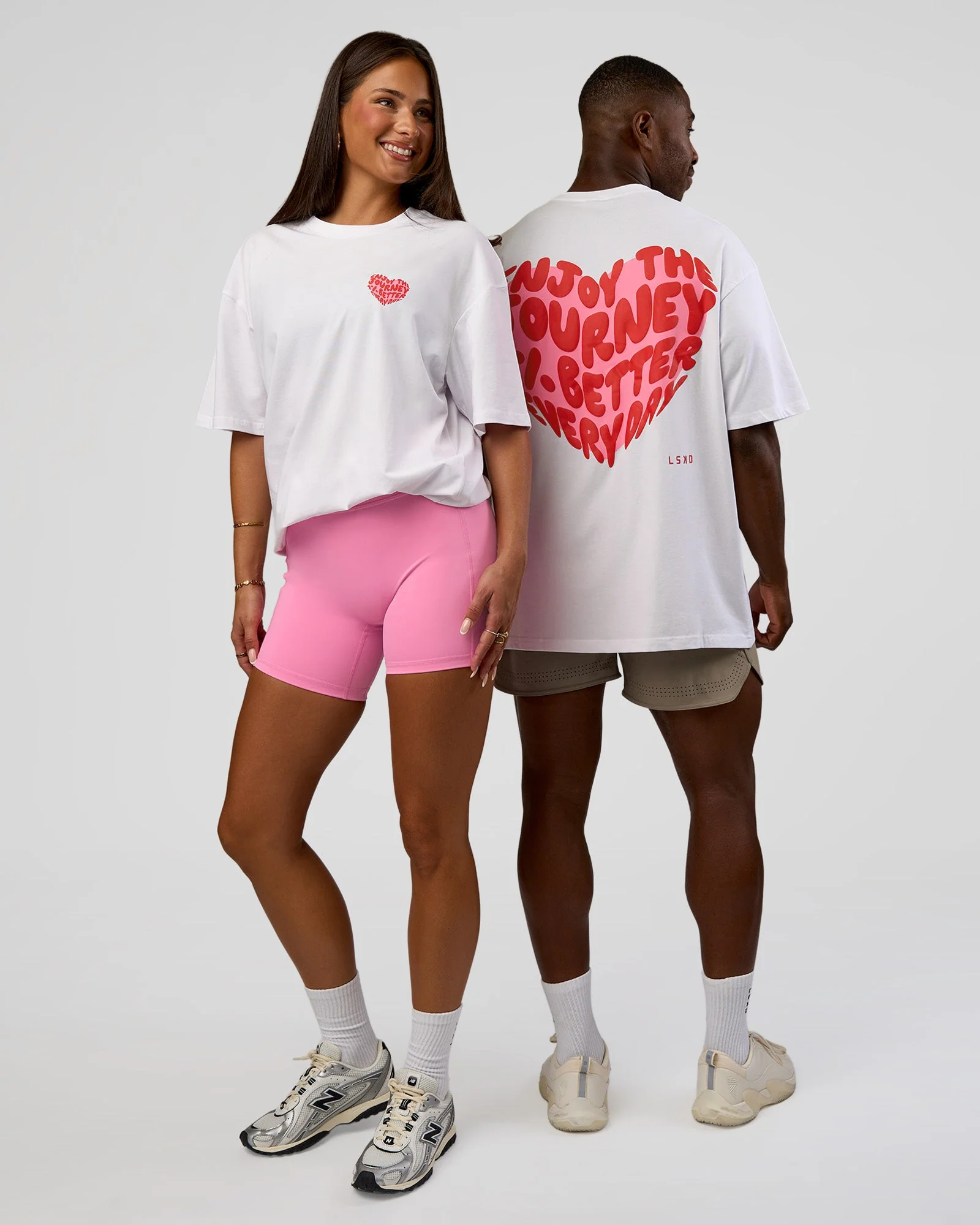 Love the Journey FLXCotton Oversized Tee - White-Candy Pink