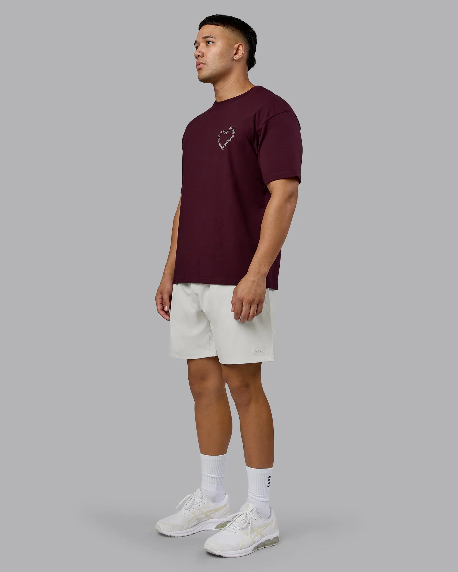 Love The Process FLXCotton Oversize Tee - Cherry Lacquer-Shale Beige - Image 7