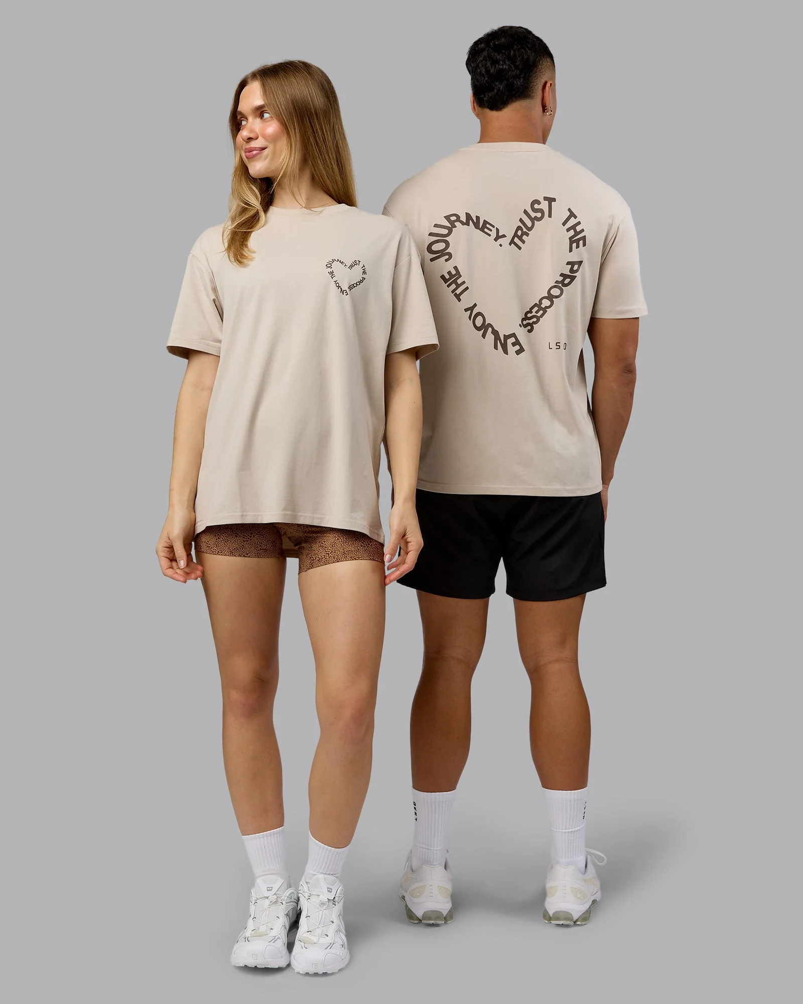 Love The Process FLXCotton Oversize Tee - Shale Beige-Choc