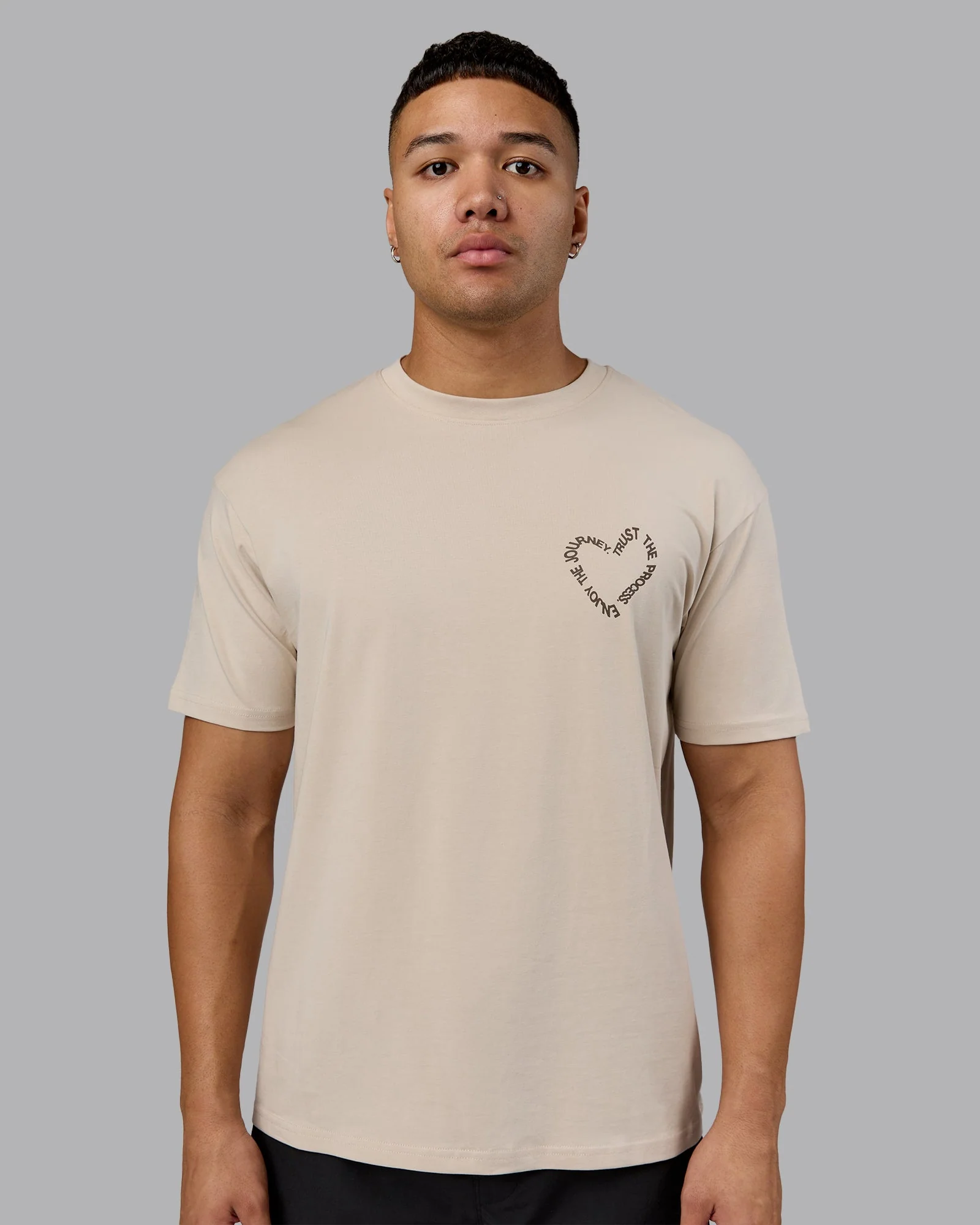 Love The Process FLXCotton Oversize Tee - Shale Beige-Choc - Image 4